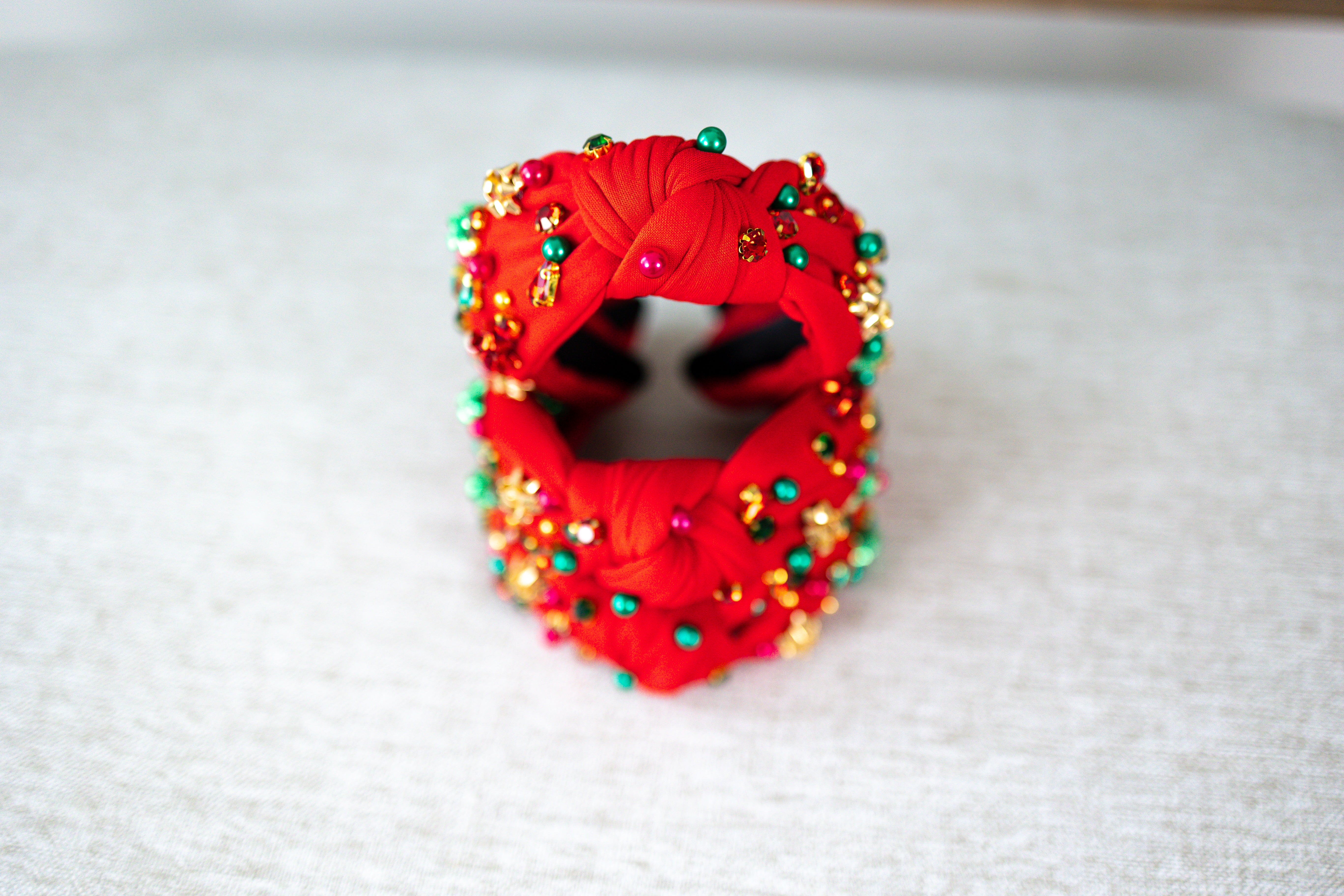 Beaded Headband - Wrapped in Red