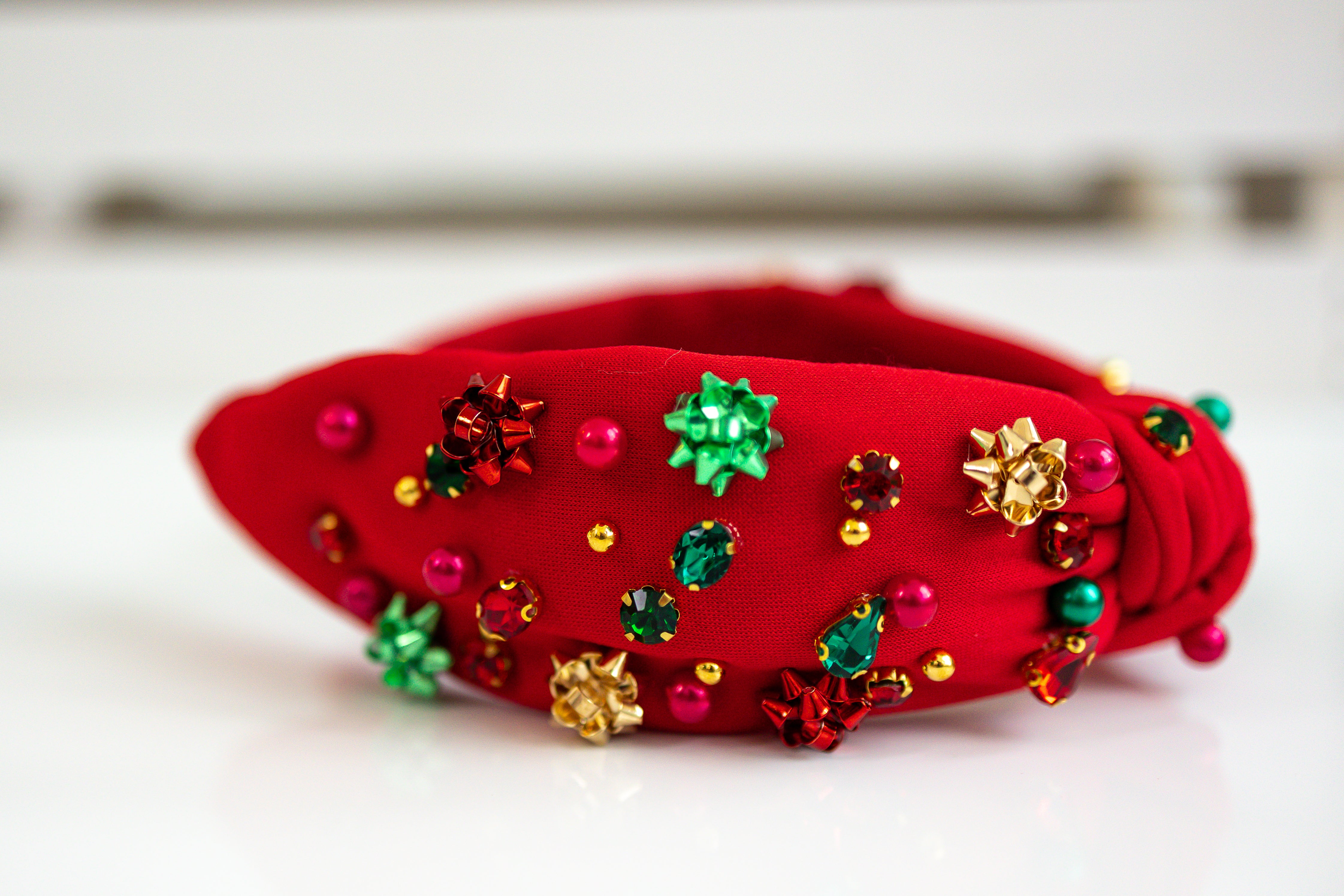 Beaded Headband - Wrapped in Red