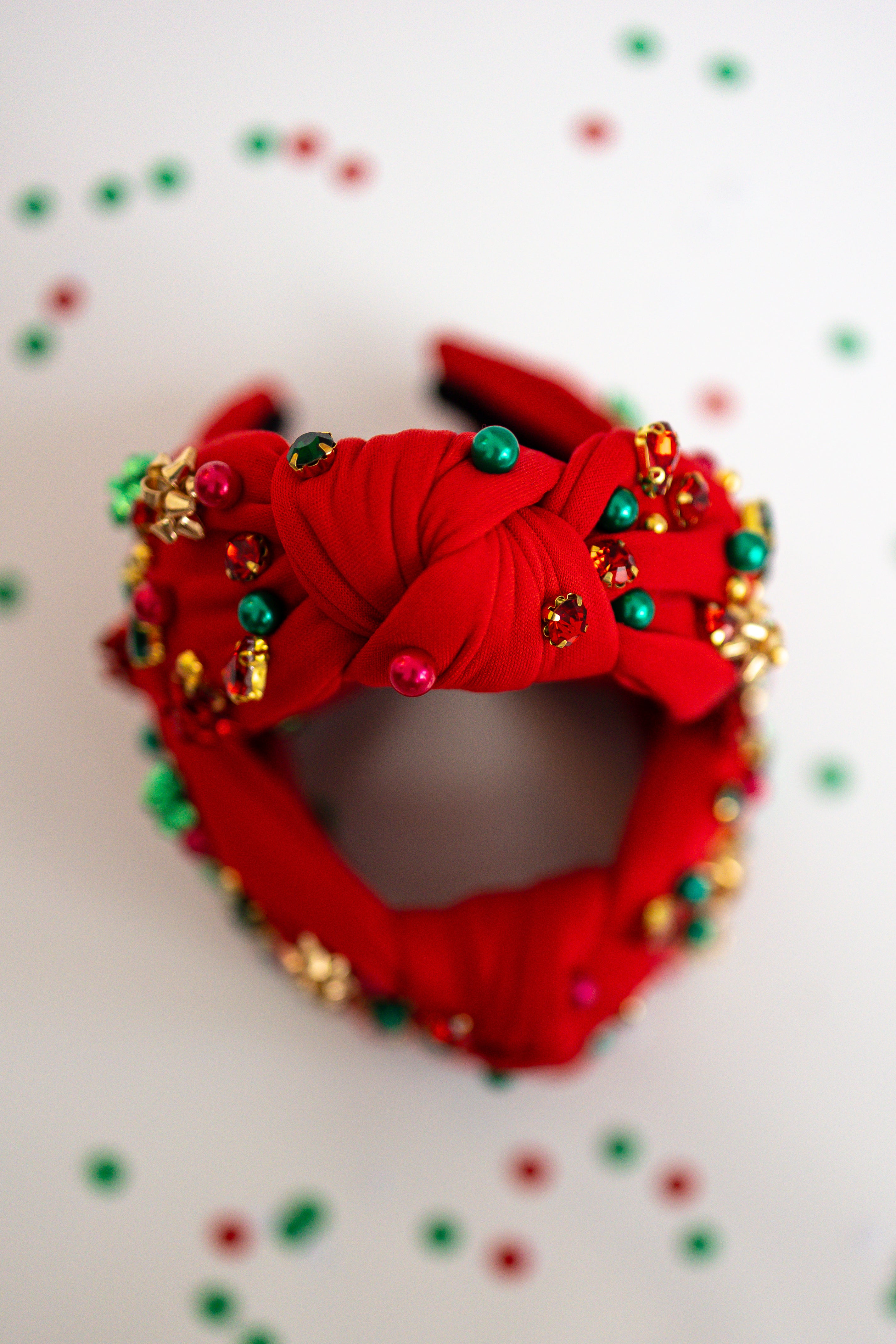 Beaded Headband - Wrapped in Red