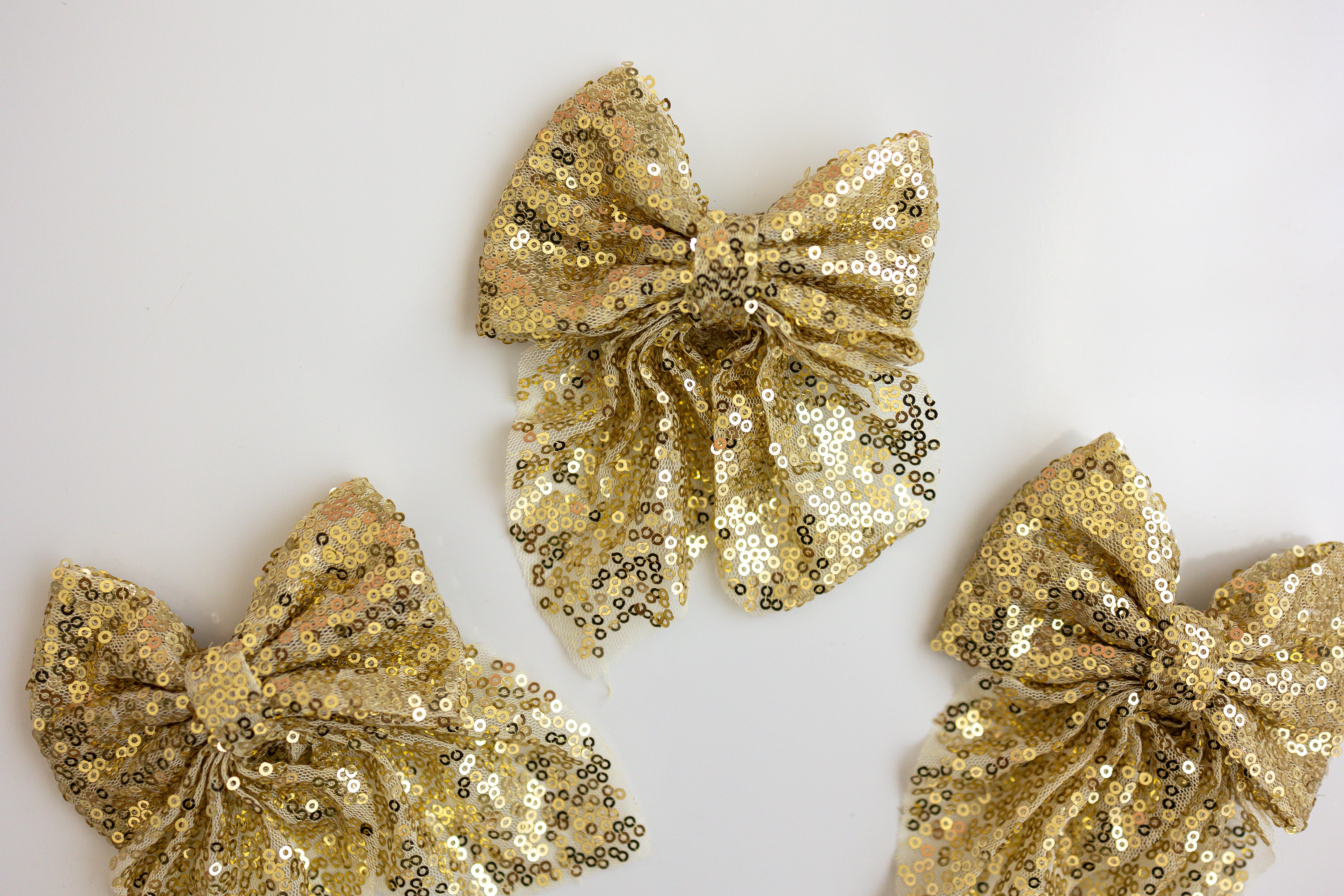 Gold Sequin Hair Bow