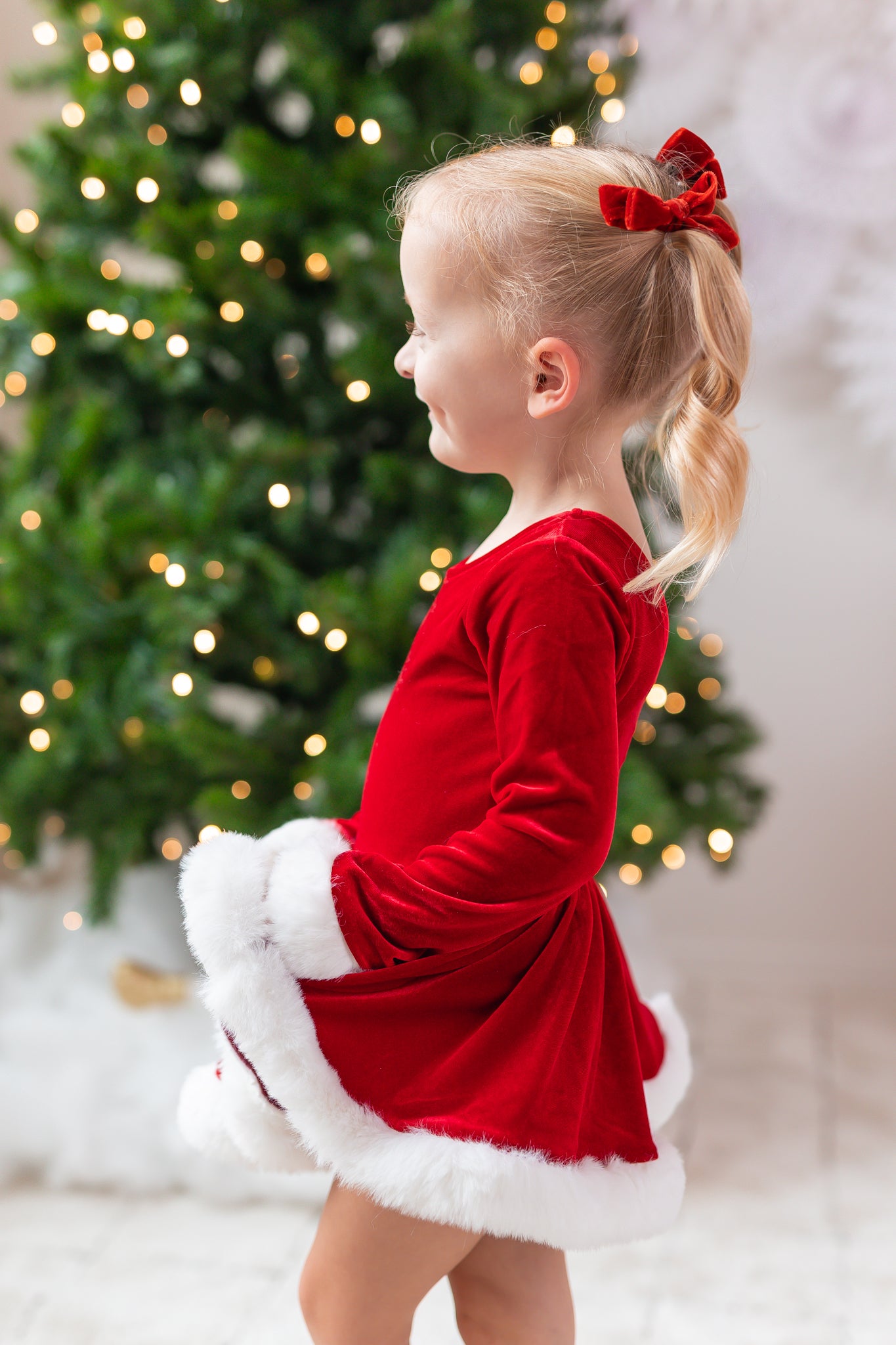 Farrah Velvet Leotard - Miss Claus (Pre-Order)