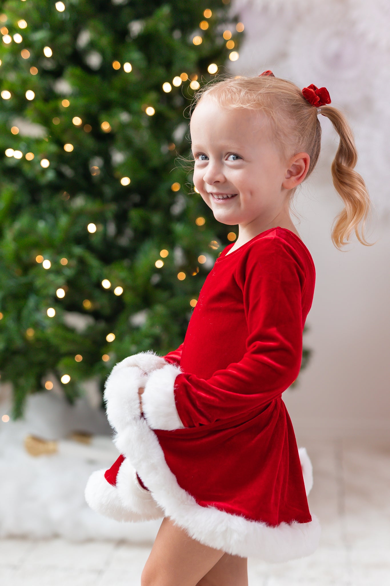 Farrah Velvet Leotard - Miss Claus (Pre-Order)