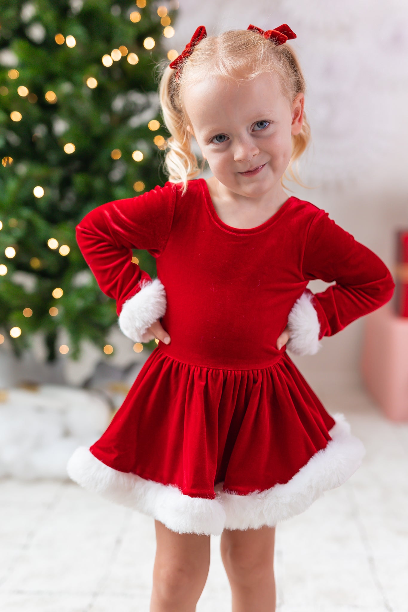 Farrah Velvet Leotard - Miss Claus (Pre-Order)