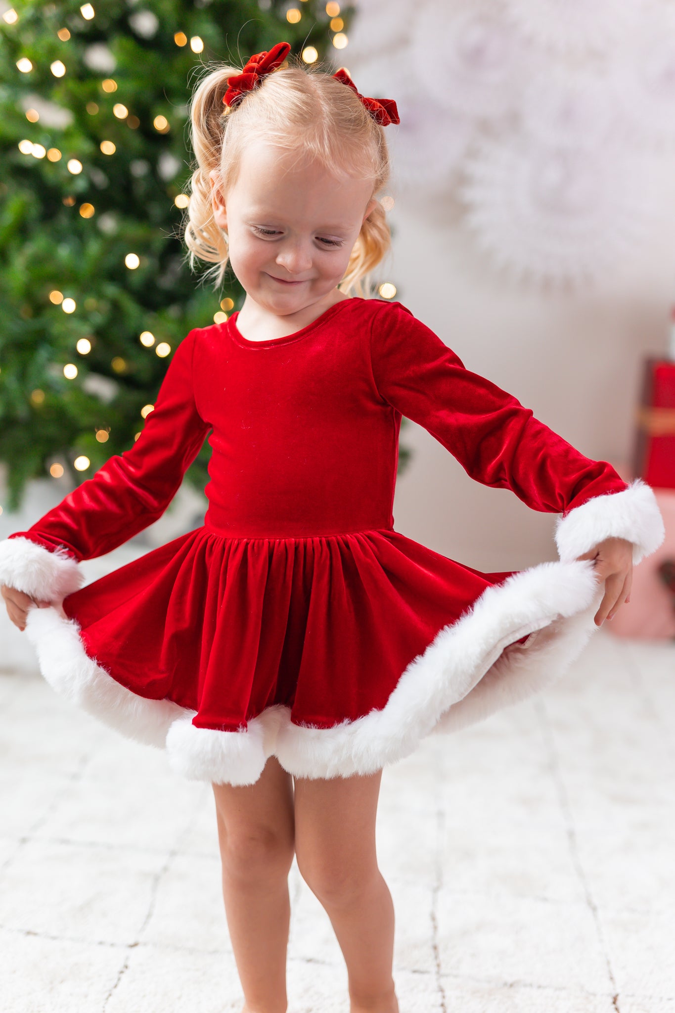 Farrah Velvet Leotard - Miss Claus (Pre-Order)