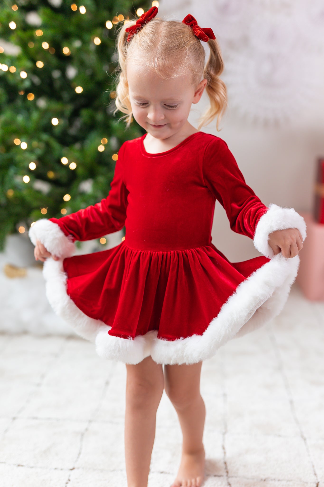 Farrah Velvet Leotard - Miss Claus (Pre-Order)