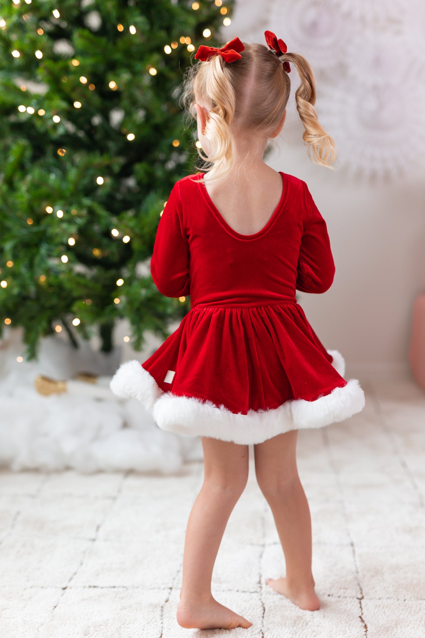 Farrah Velvet Leotard - Miss Claus (Pre-Order)