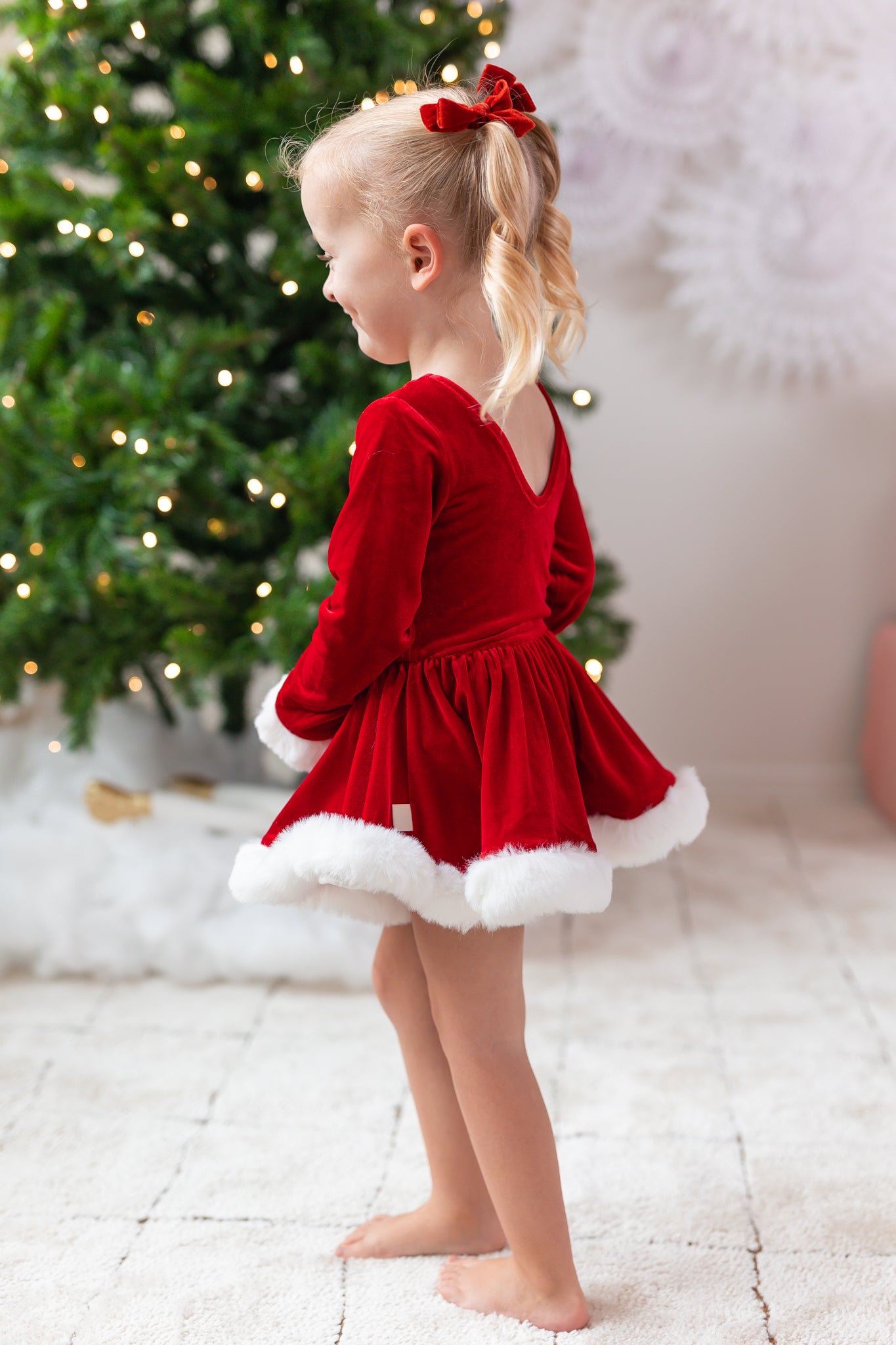 Farrah Velvet Leotard - Miss Claus (Pre-Order)