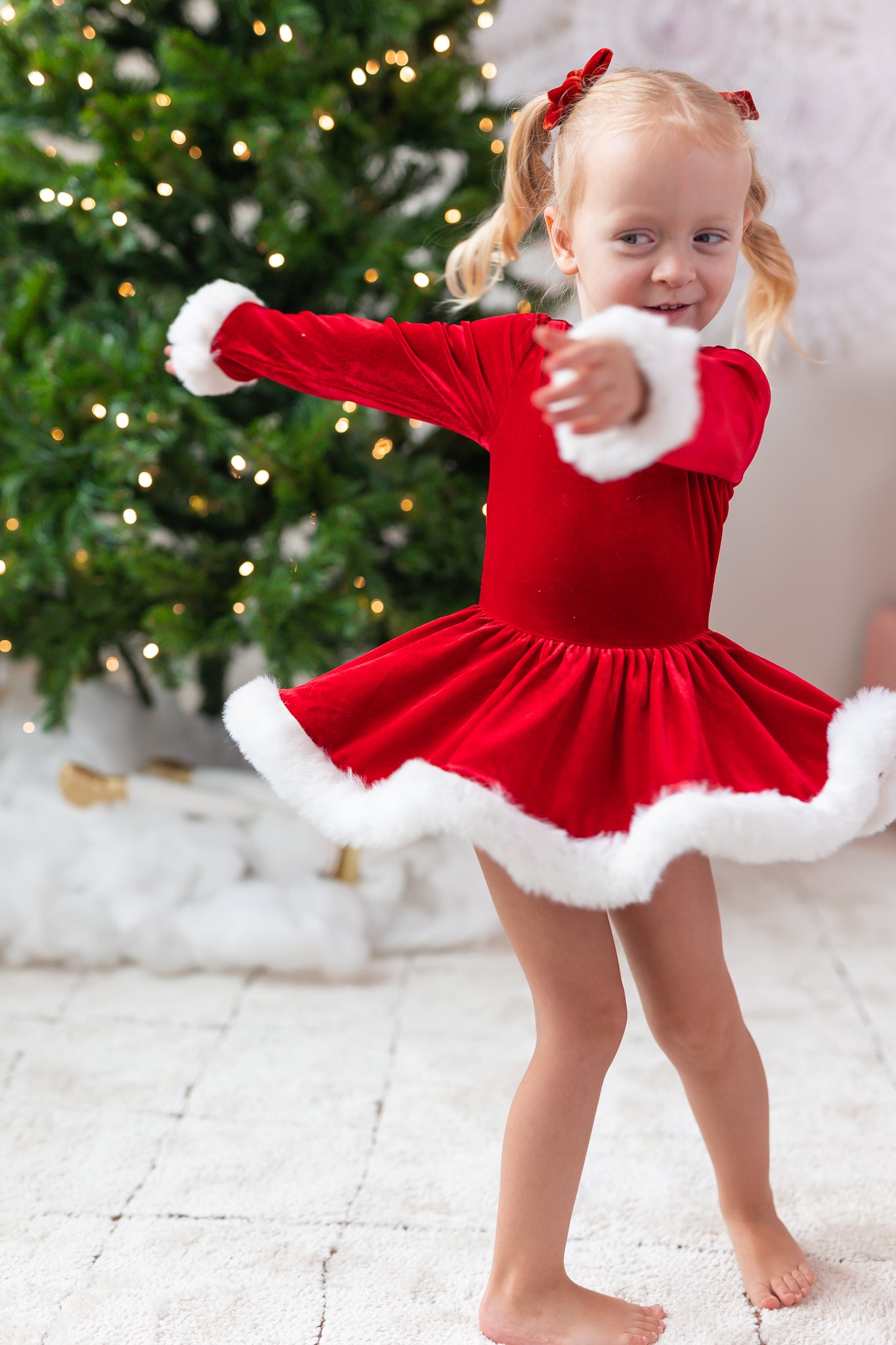Farrah Velvet Leotard - Miss Claus (Pre-Order)