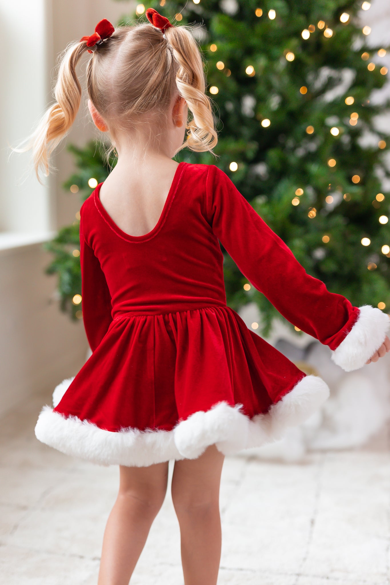 Farrah Velvet Leotard - Miss Claus (Pre-Order)