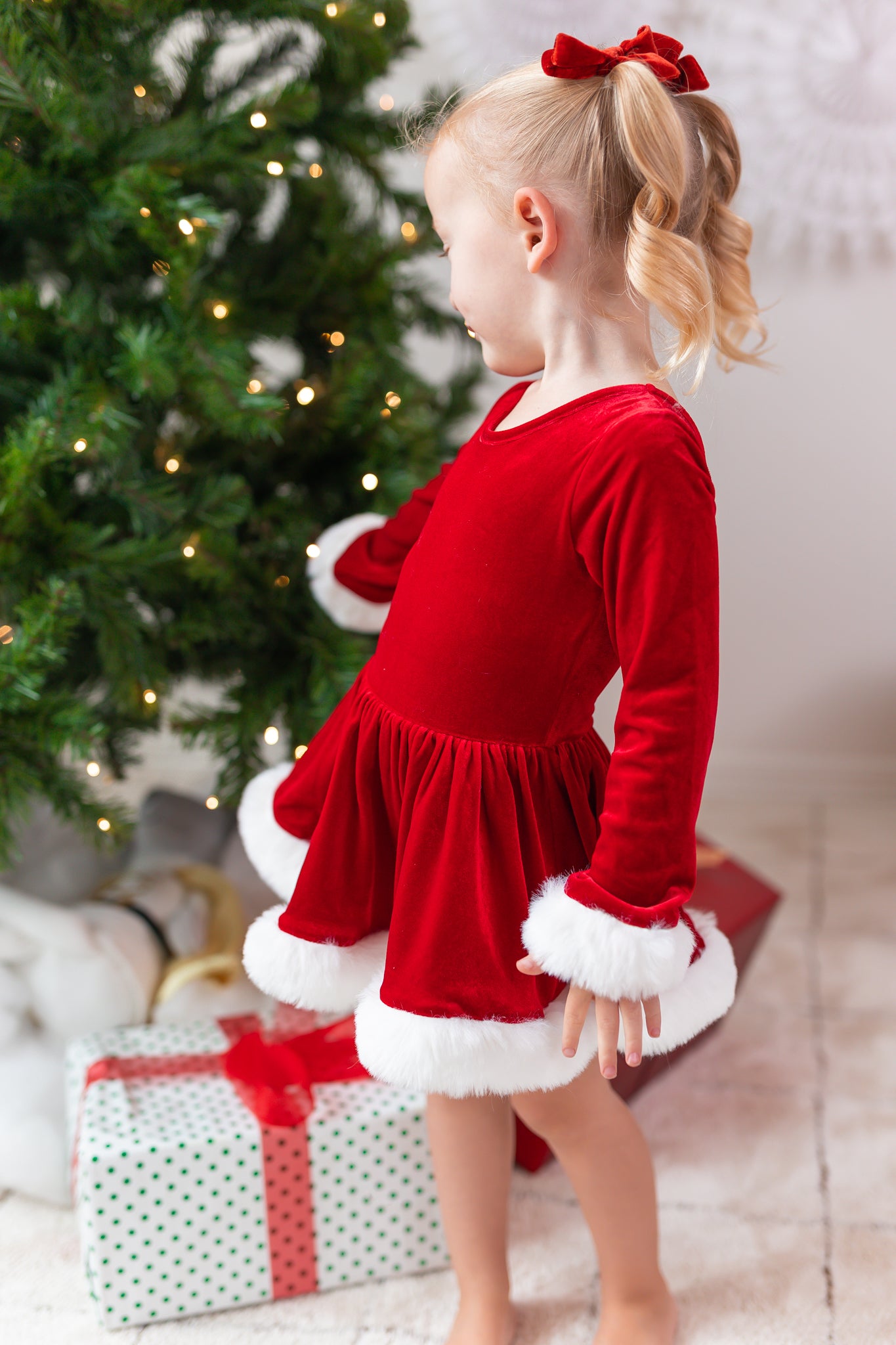 Farrah Velvet Leotard - Miss Claus (Pre-Order)