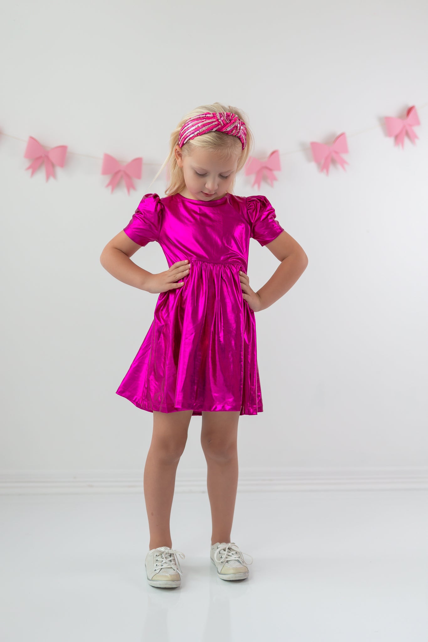 Penelope Metallic Dress- Majestic Magenta