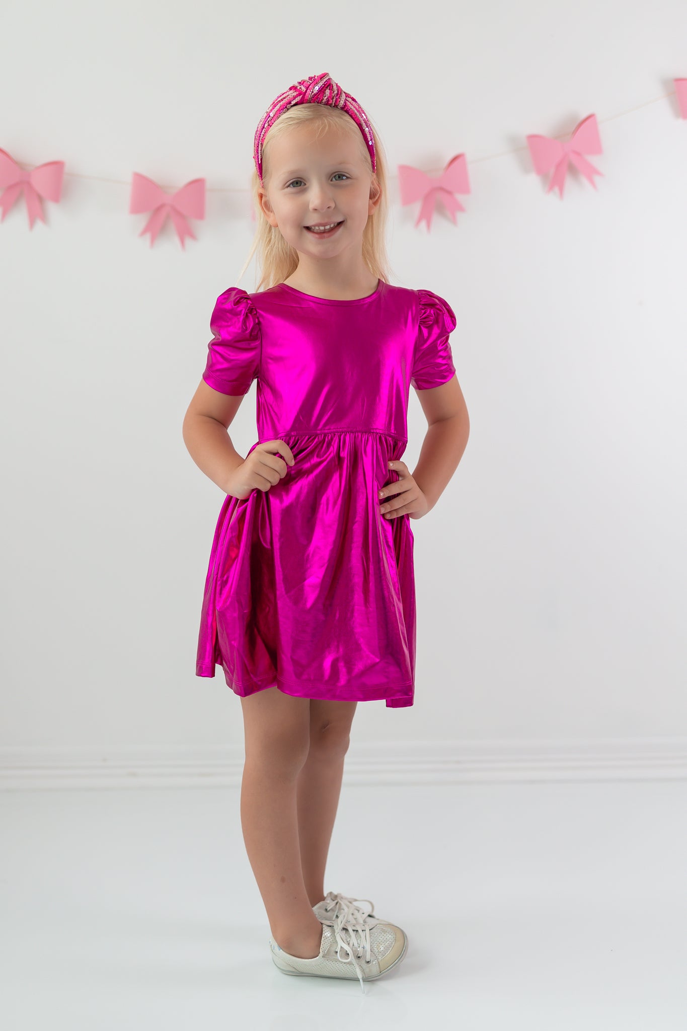 Penelope Metallic Dress- Majestic Magenta