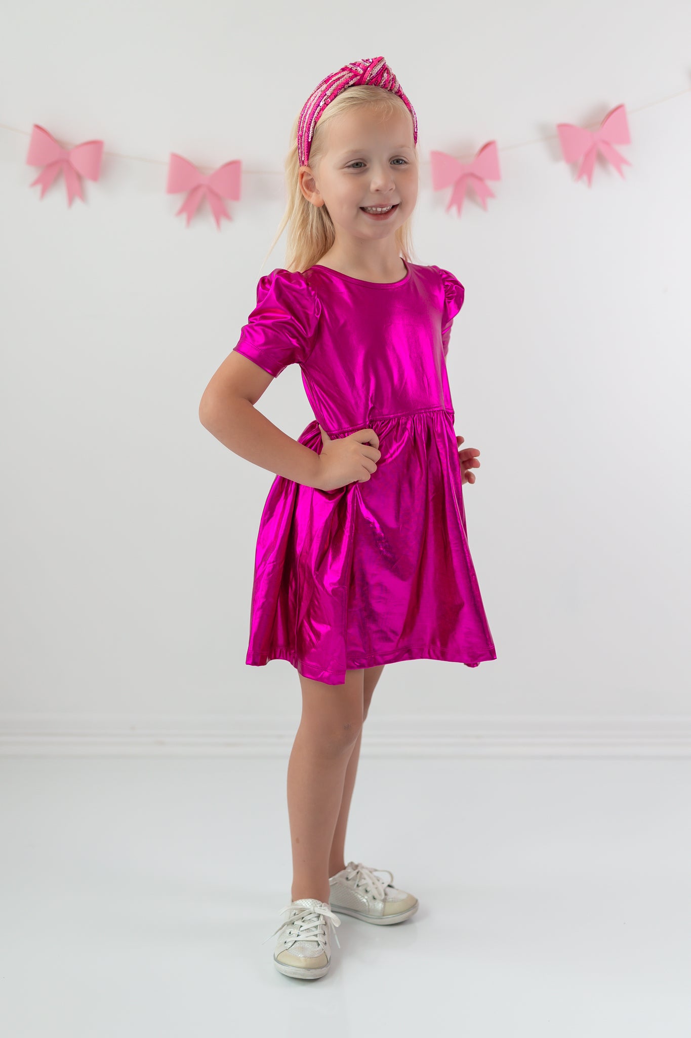 Penelope Metallic Dress- Majestic Magenta