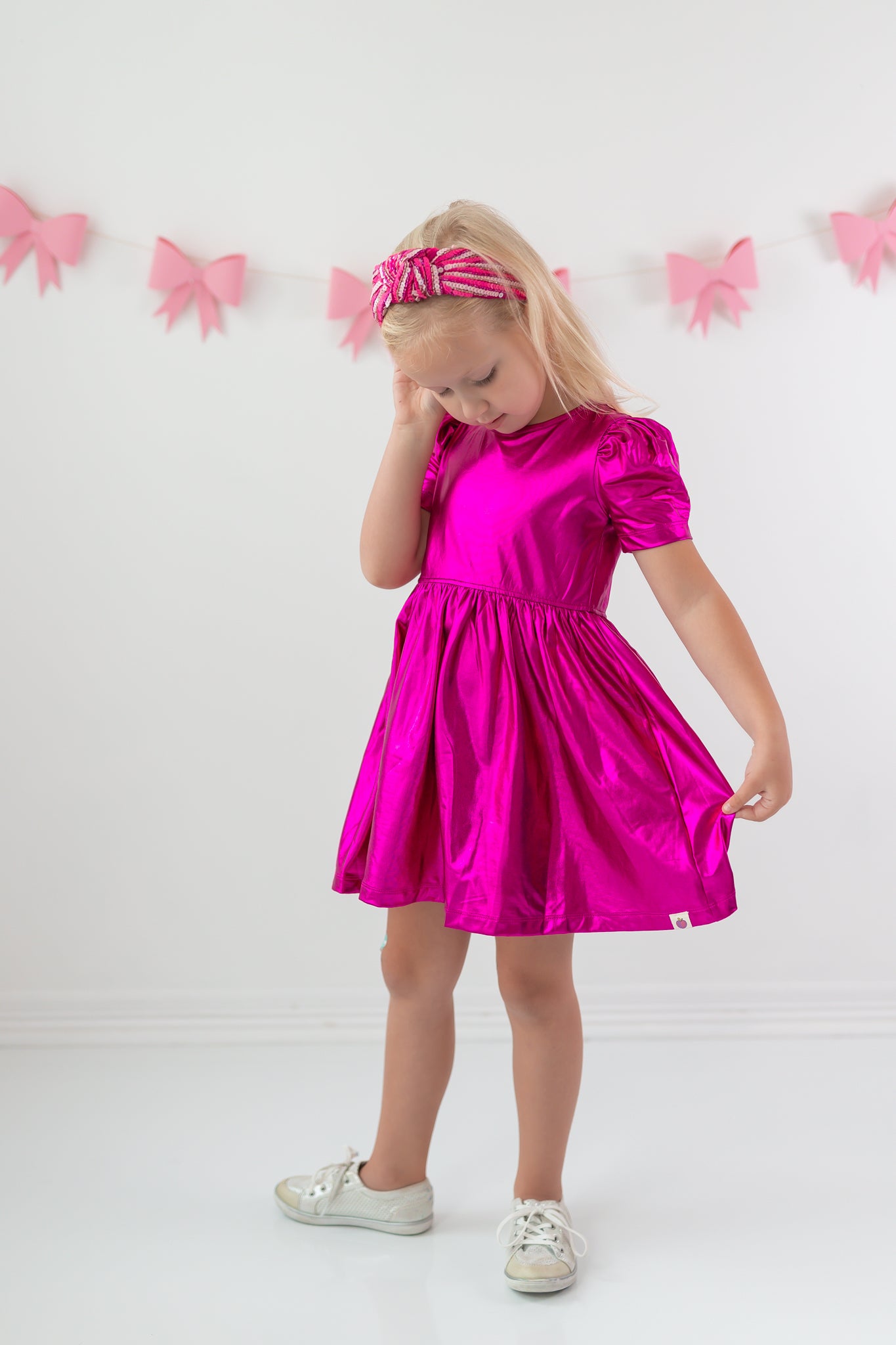 Penelope Metallic Dress- Majestic Magenta