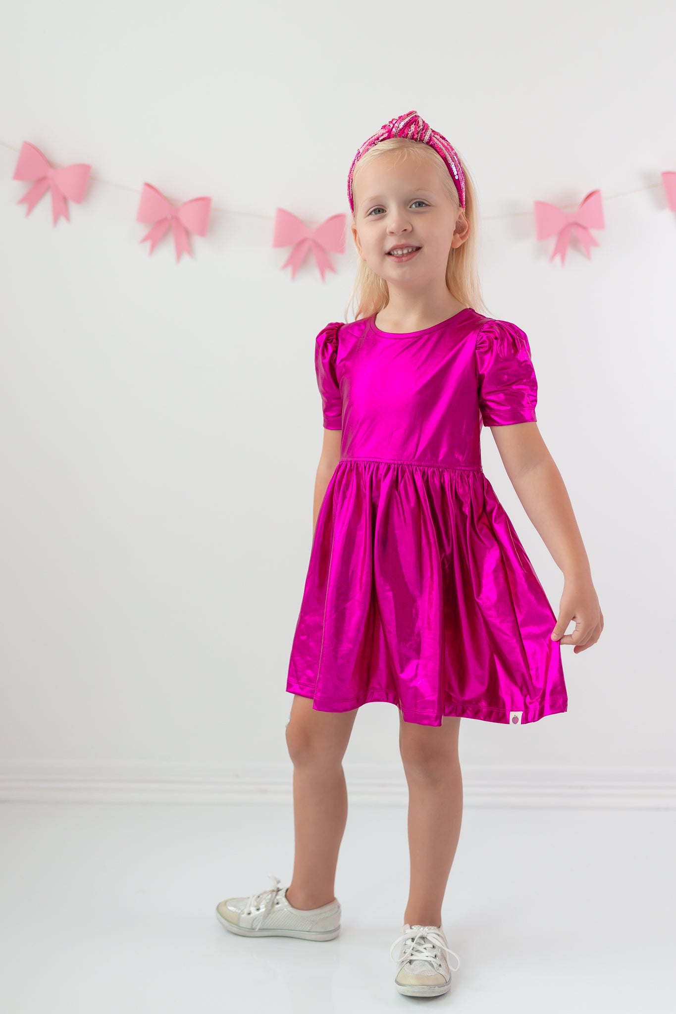 Penelope Metallic Dress- Majestic Magenta