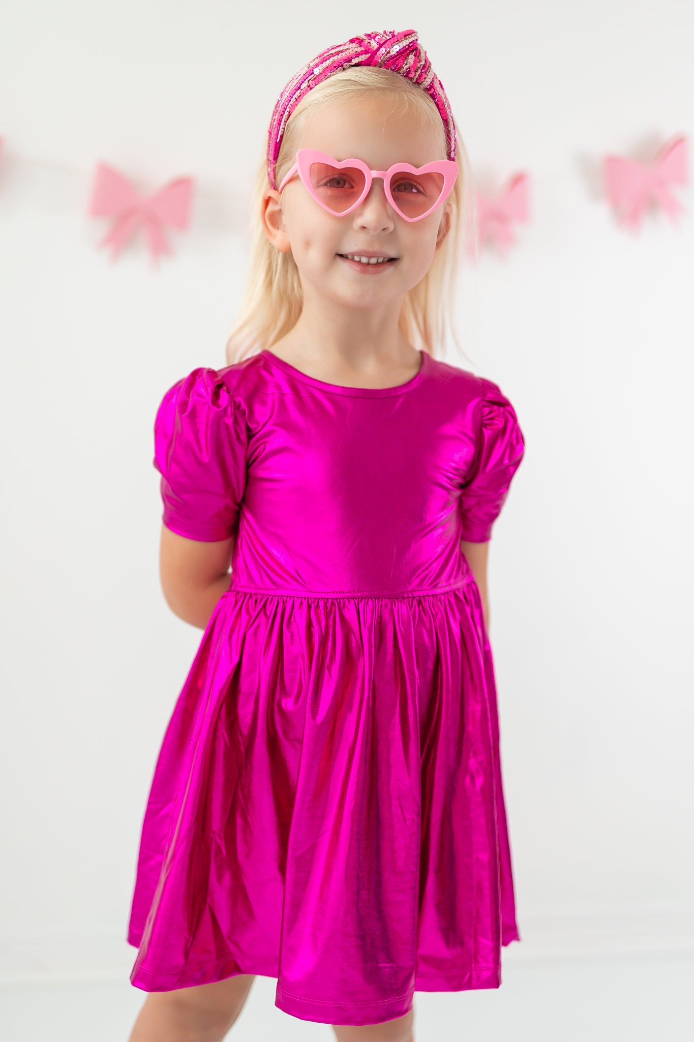 Penelope Metallic Dress- Majestic Magenta