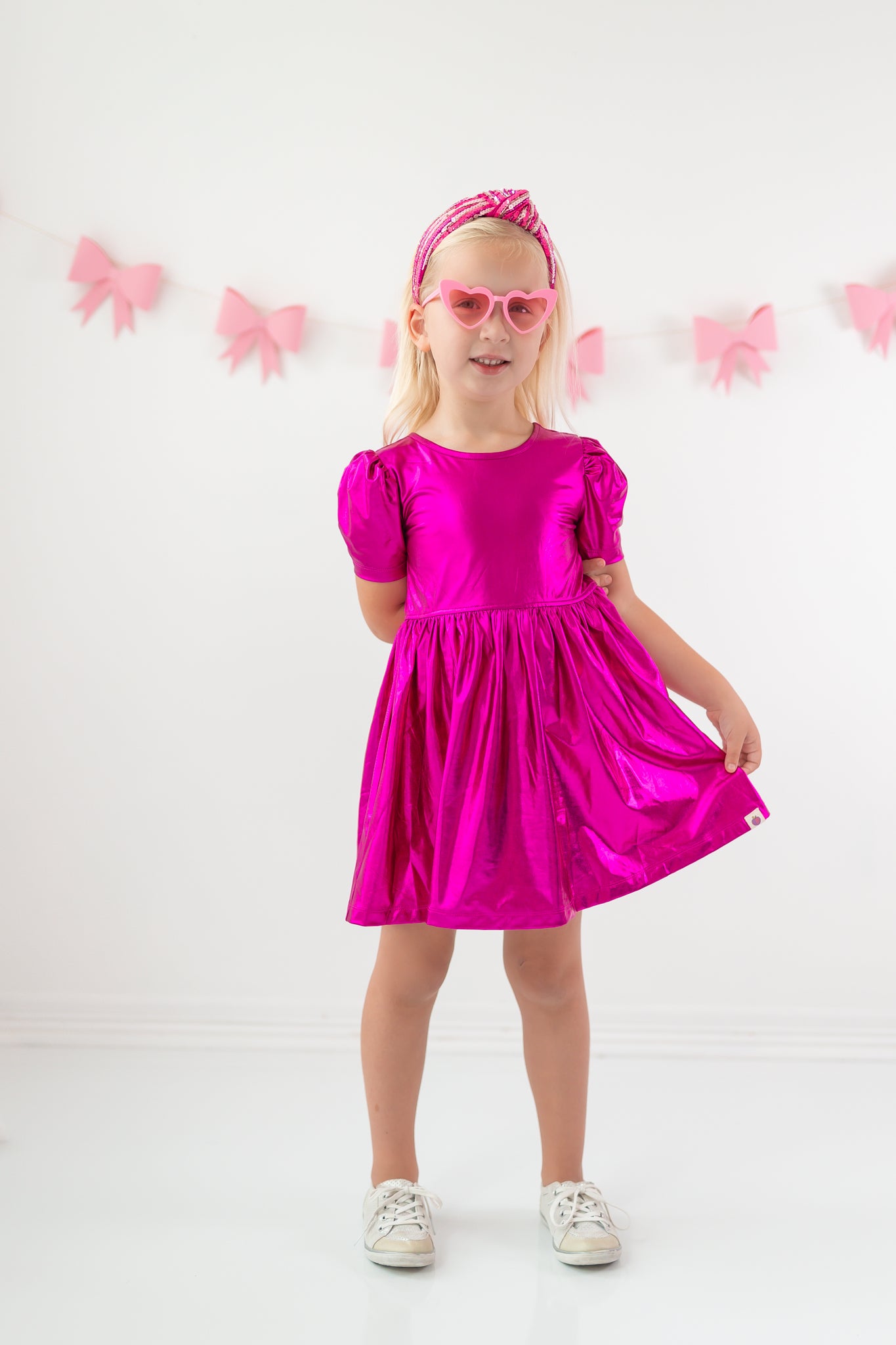 Penelope Metallic Dress- Majestic Magenta