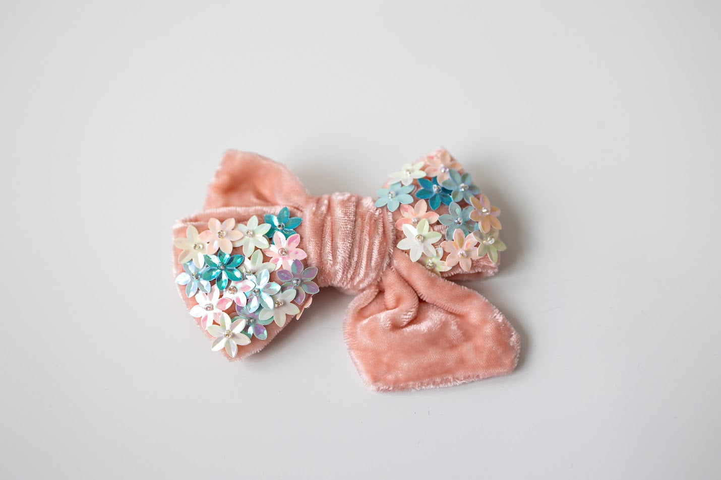 Velvet Flower Sequin Hair Bow