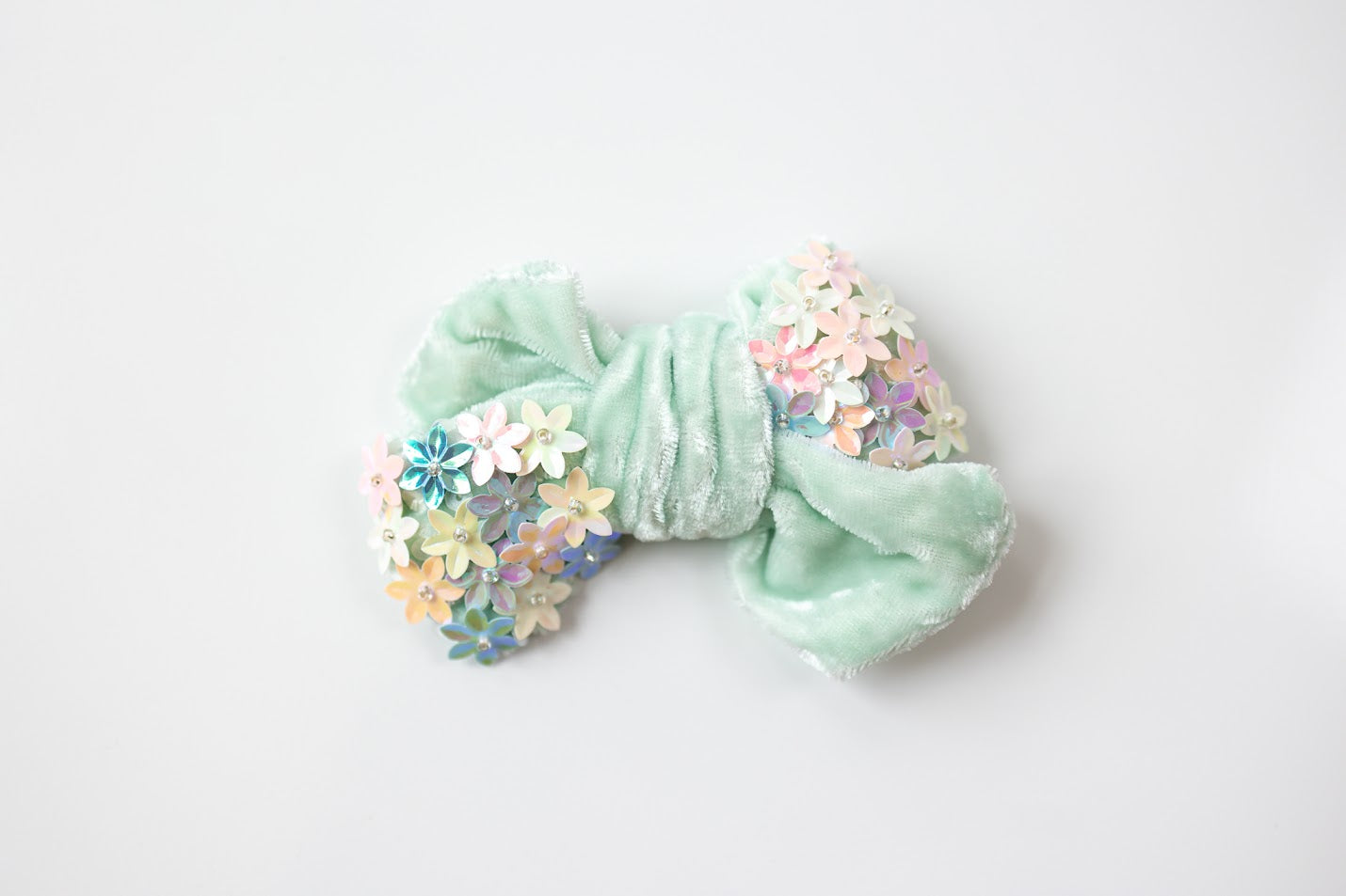 Velvet Flower Sequin Hair Bow