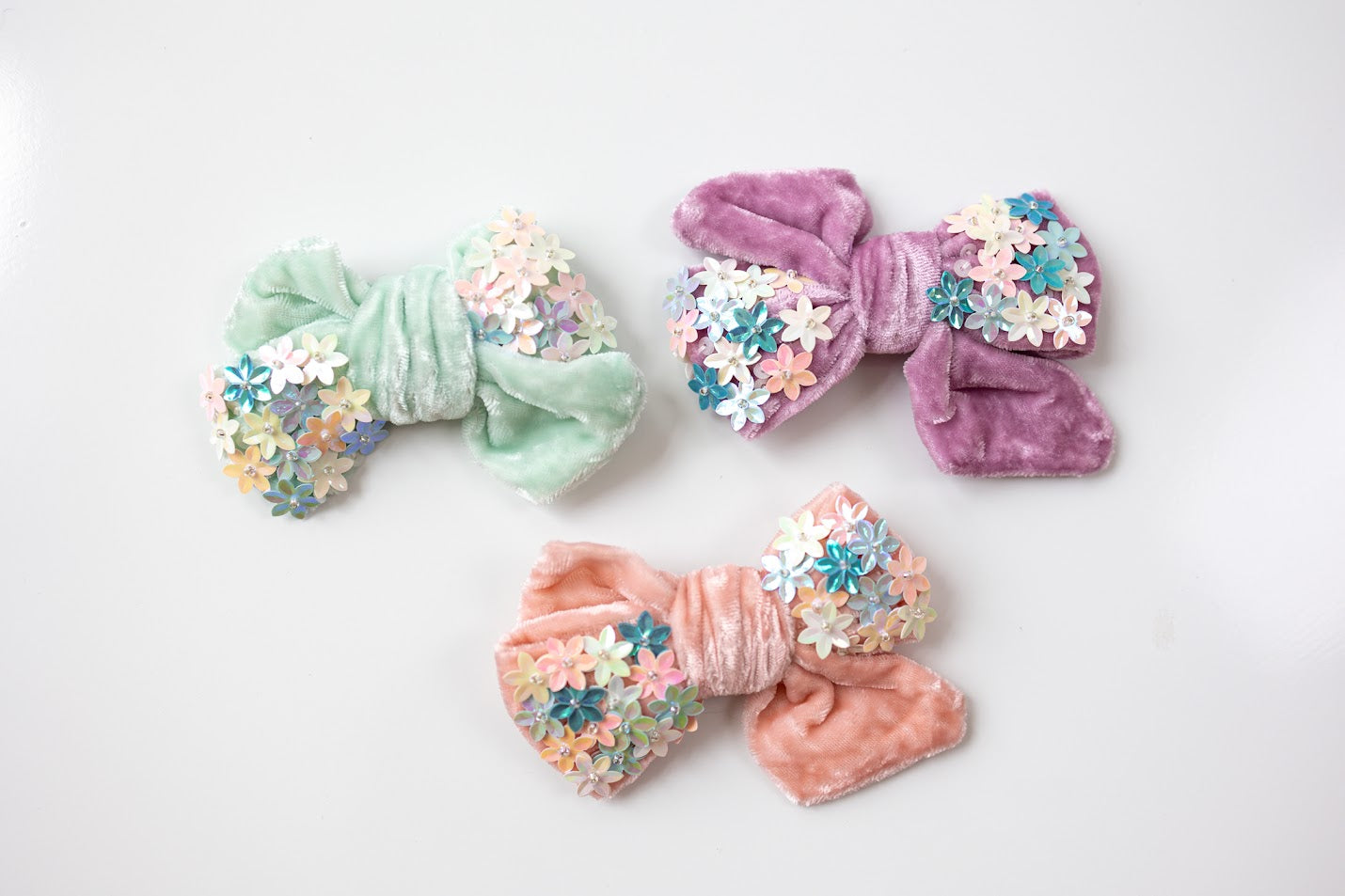 Velvet Flower Sequin Hair Bow