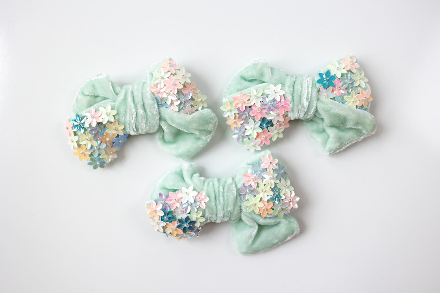 Velvet Flower Sequin Hair Bow