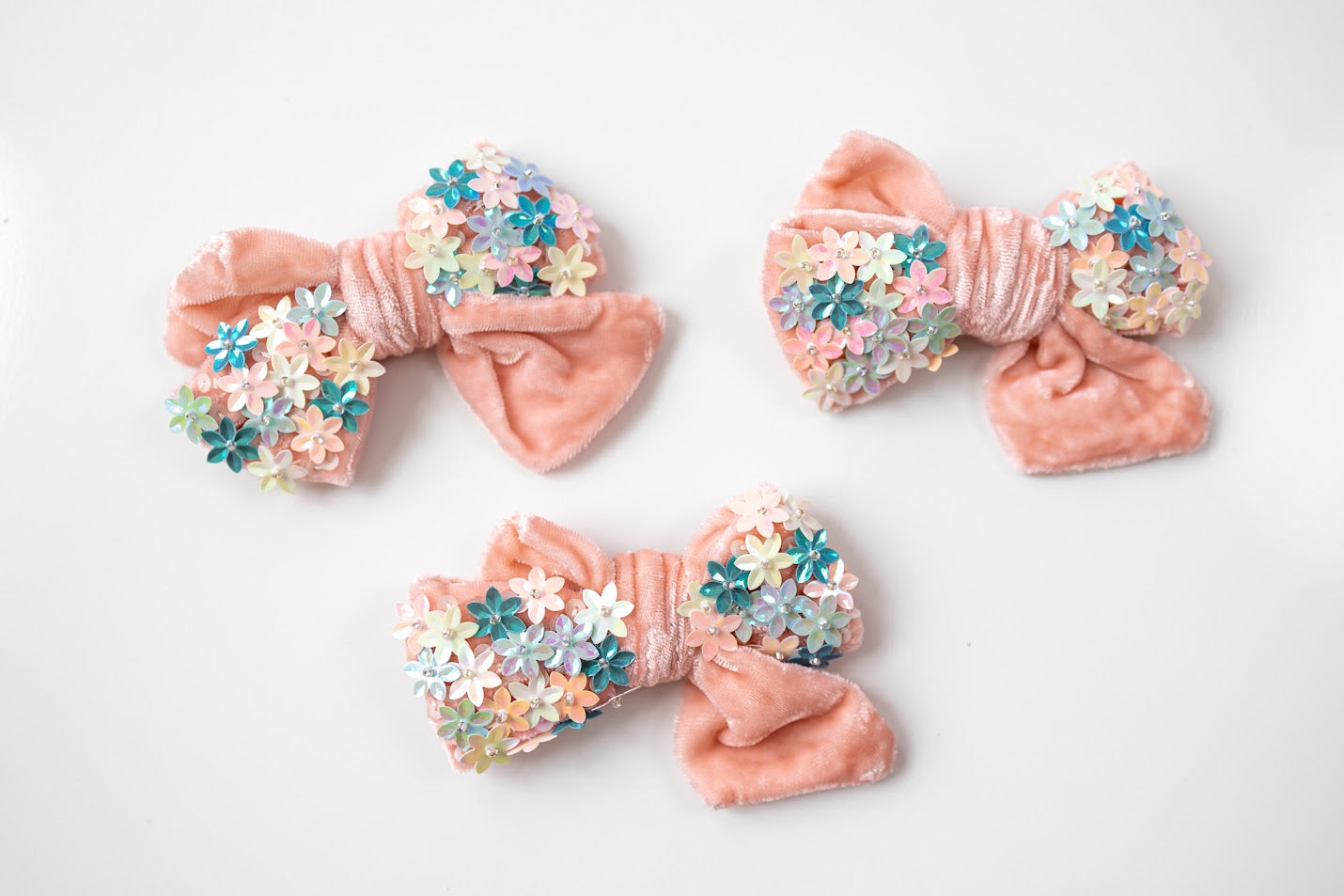 Velvet Flower Sequin Hair Bow