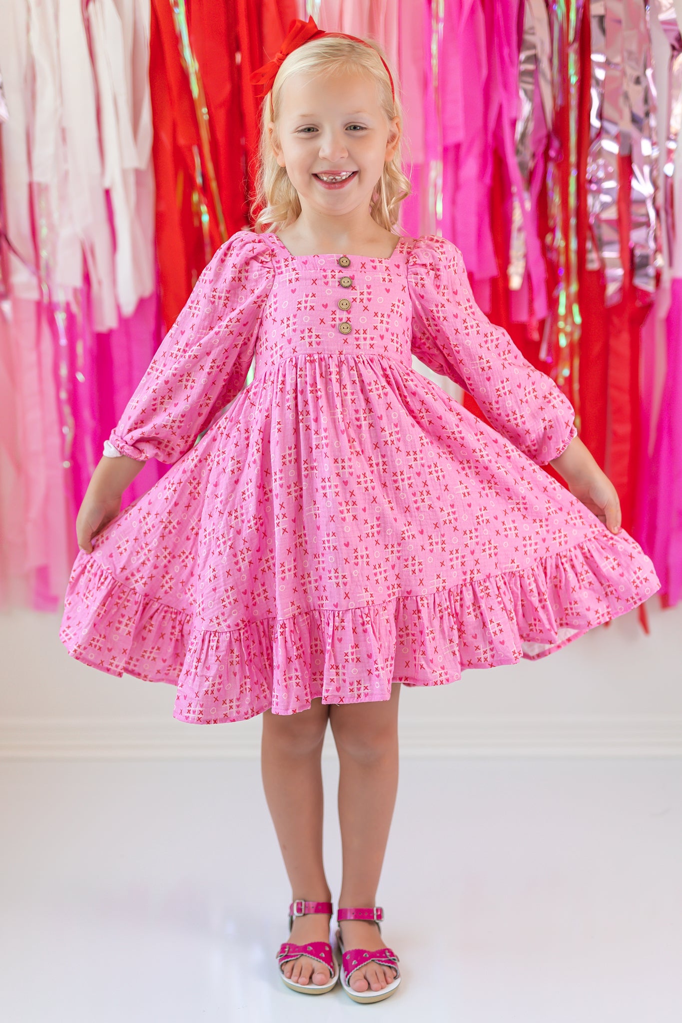 Puff Sleeve Gauze Dress -XOXO