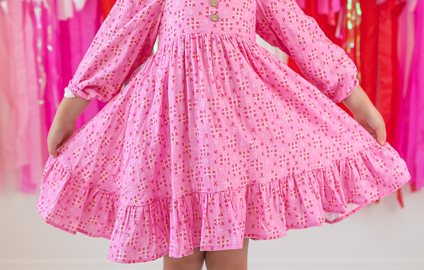 Puff Sleeve Gauze Dress -XOXO