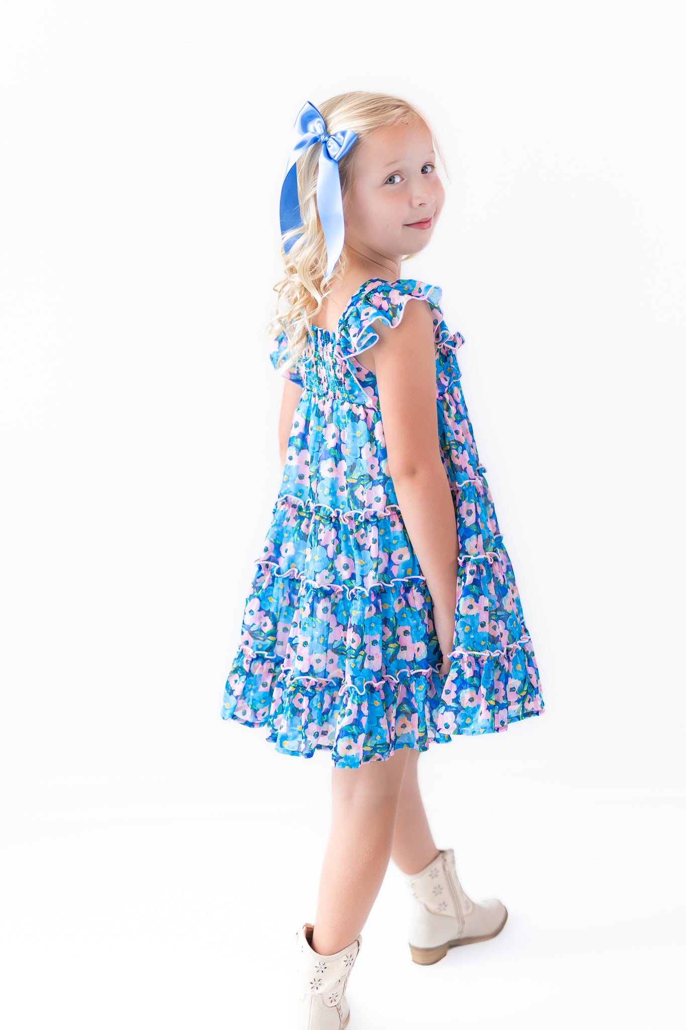 Brielle Shimmer Dress -Storm Petal