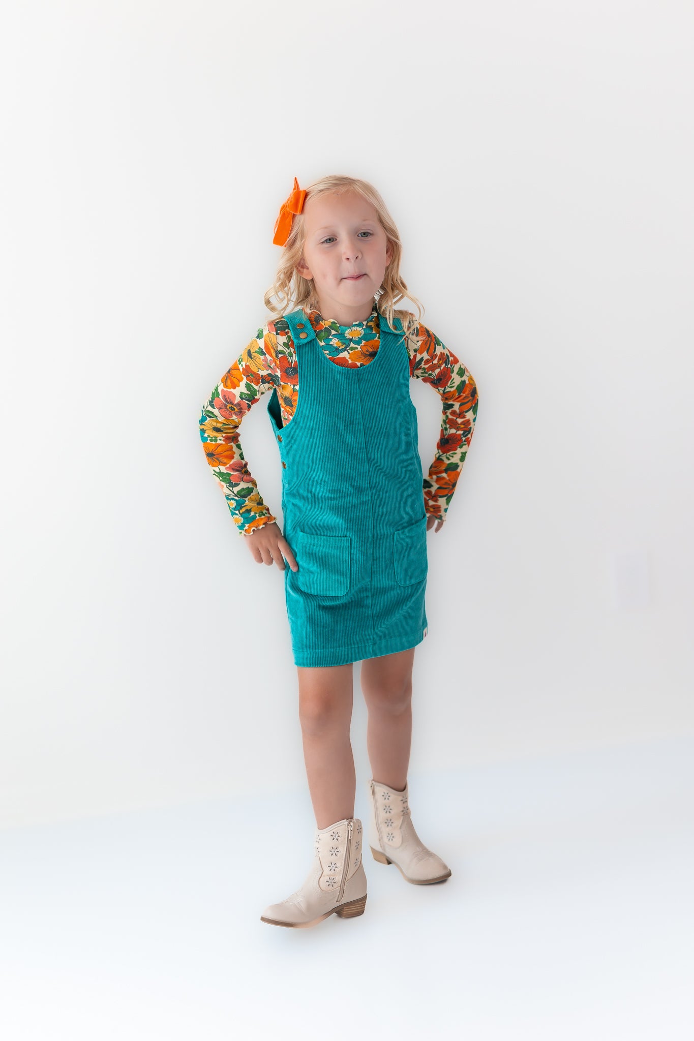 Parker Corduroy Jumper Set - Teal Revival