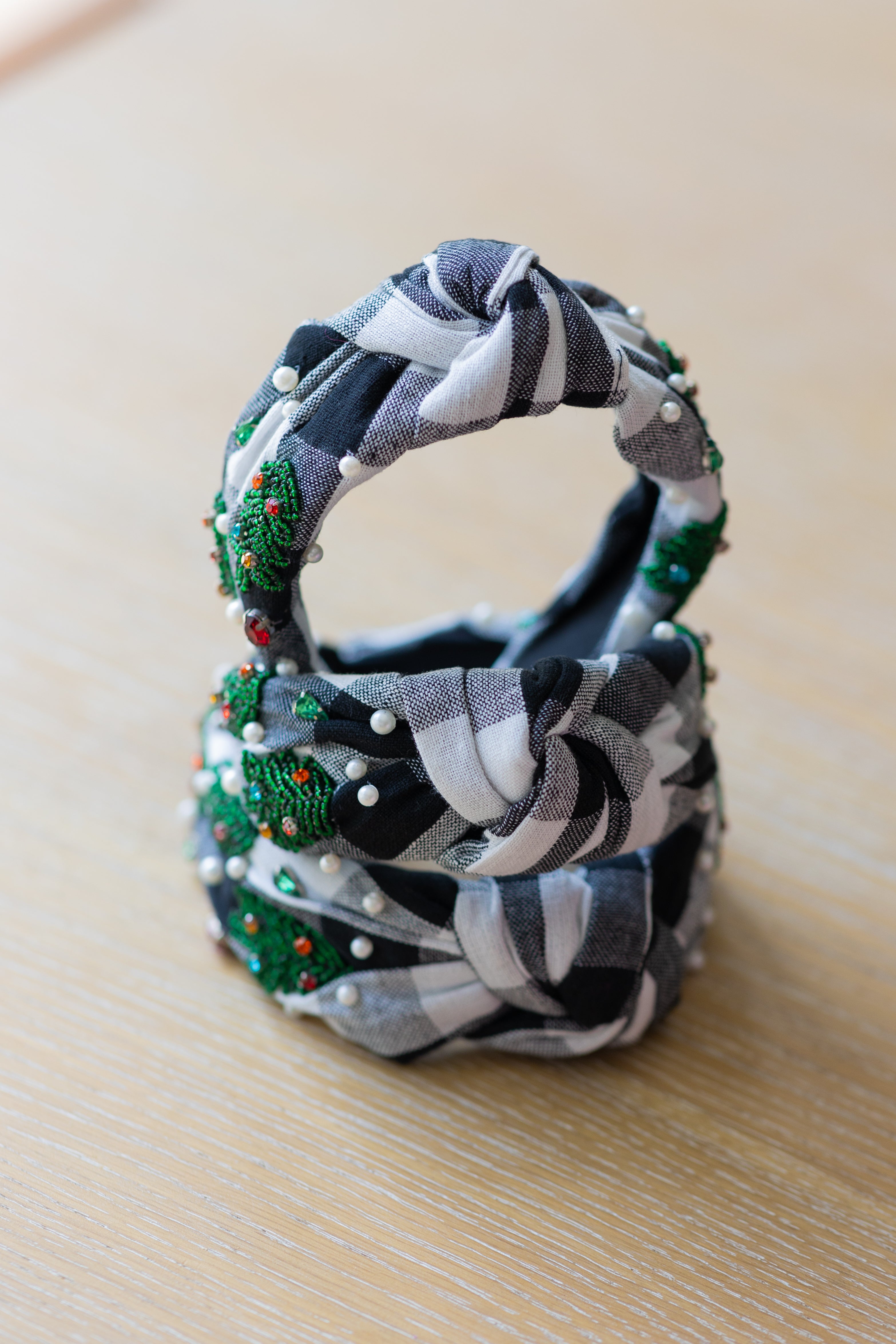 Beaded Headband - Gingham Christmas