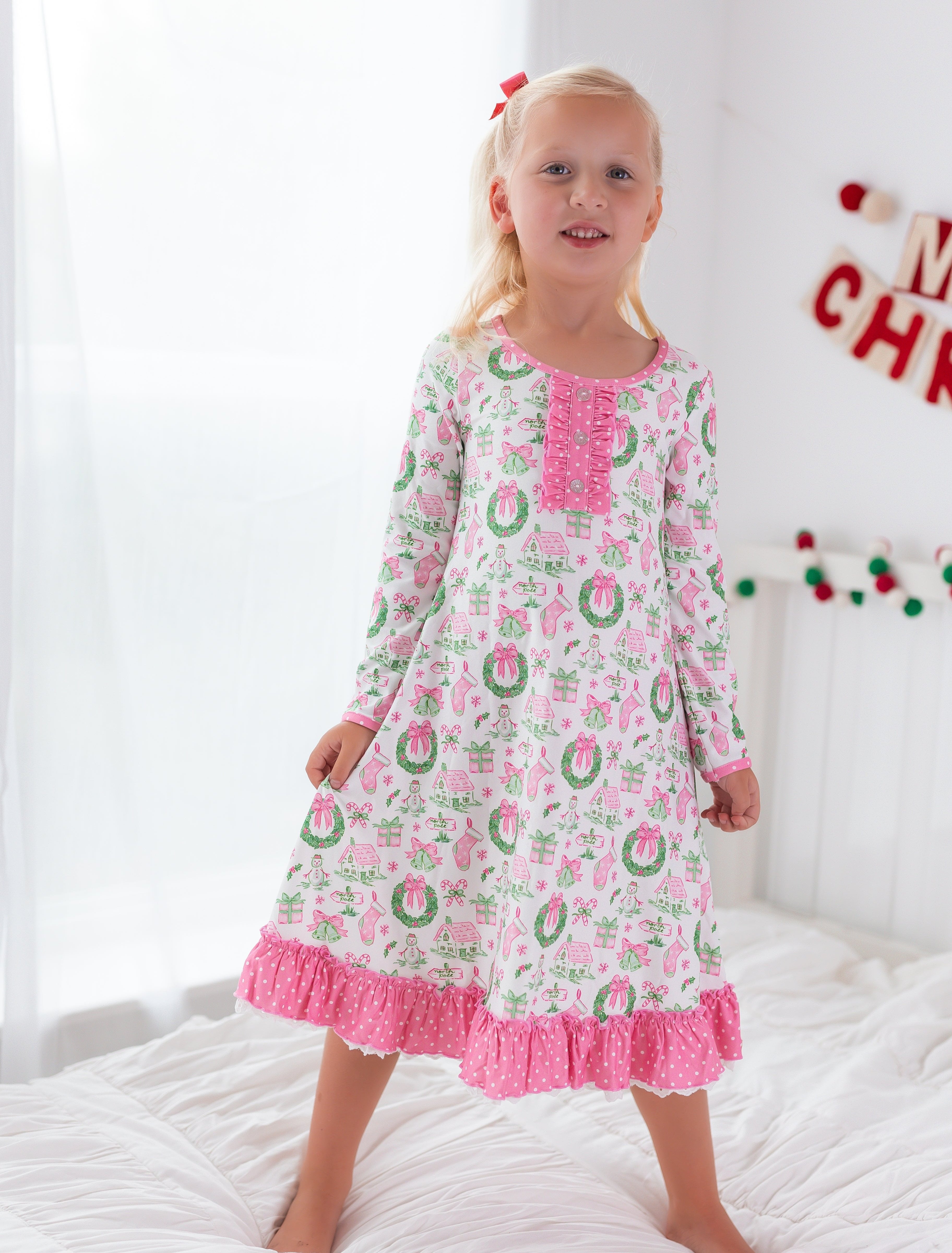 Loungewear Gown - Little Pink Christmas (PRE-ORDER)