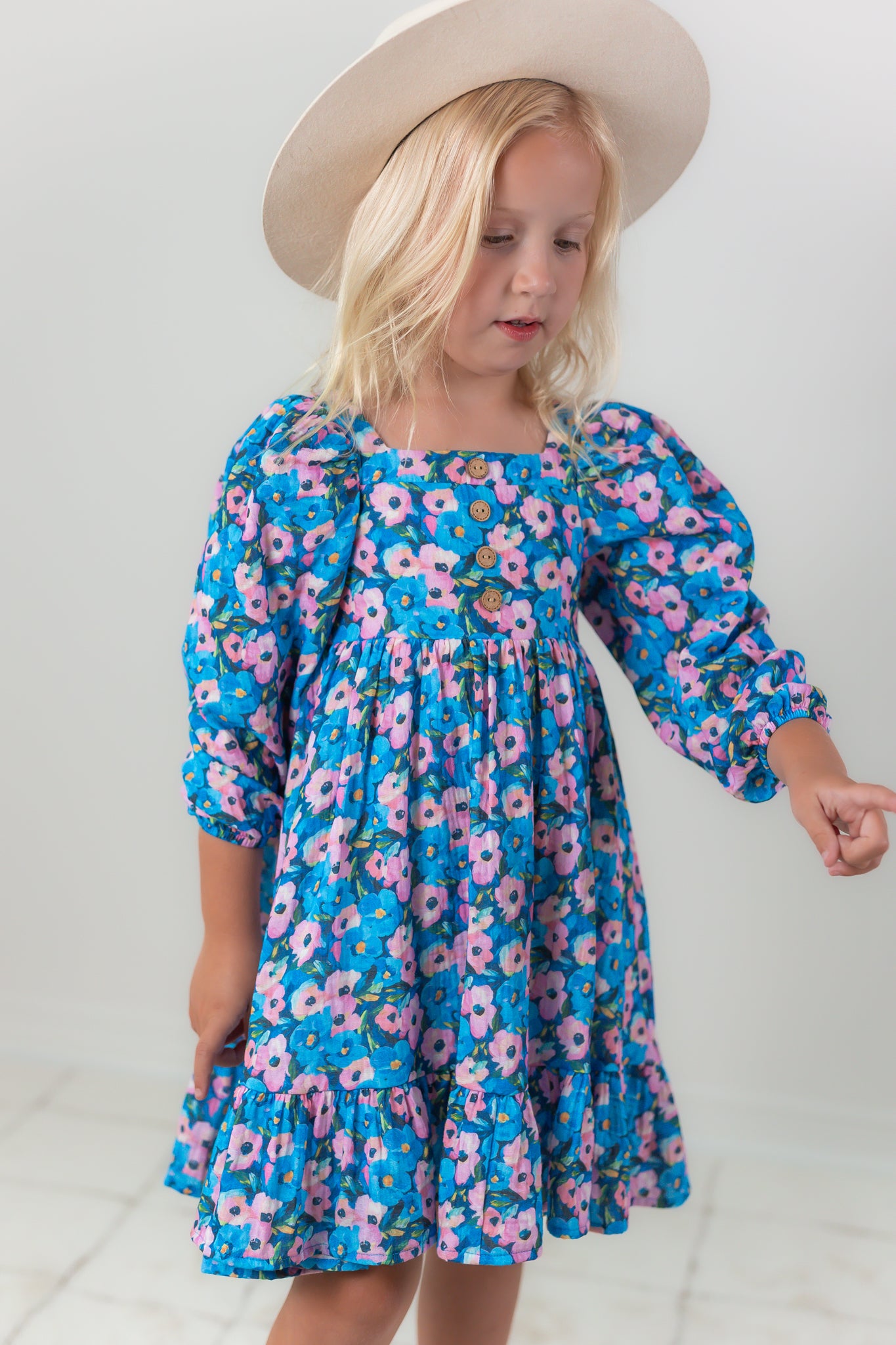 Puff Sleeve Gauze Dress - Storm Petal