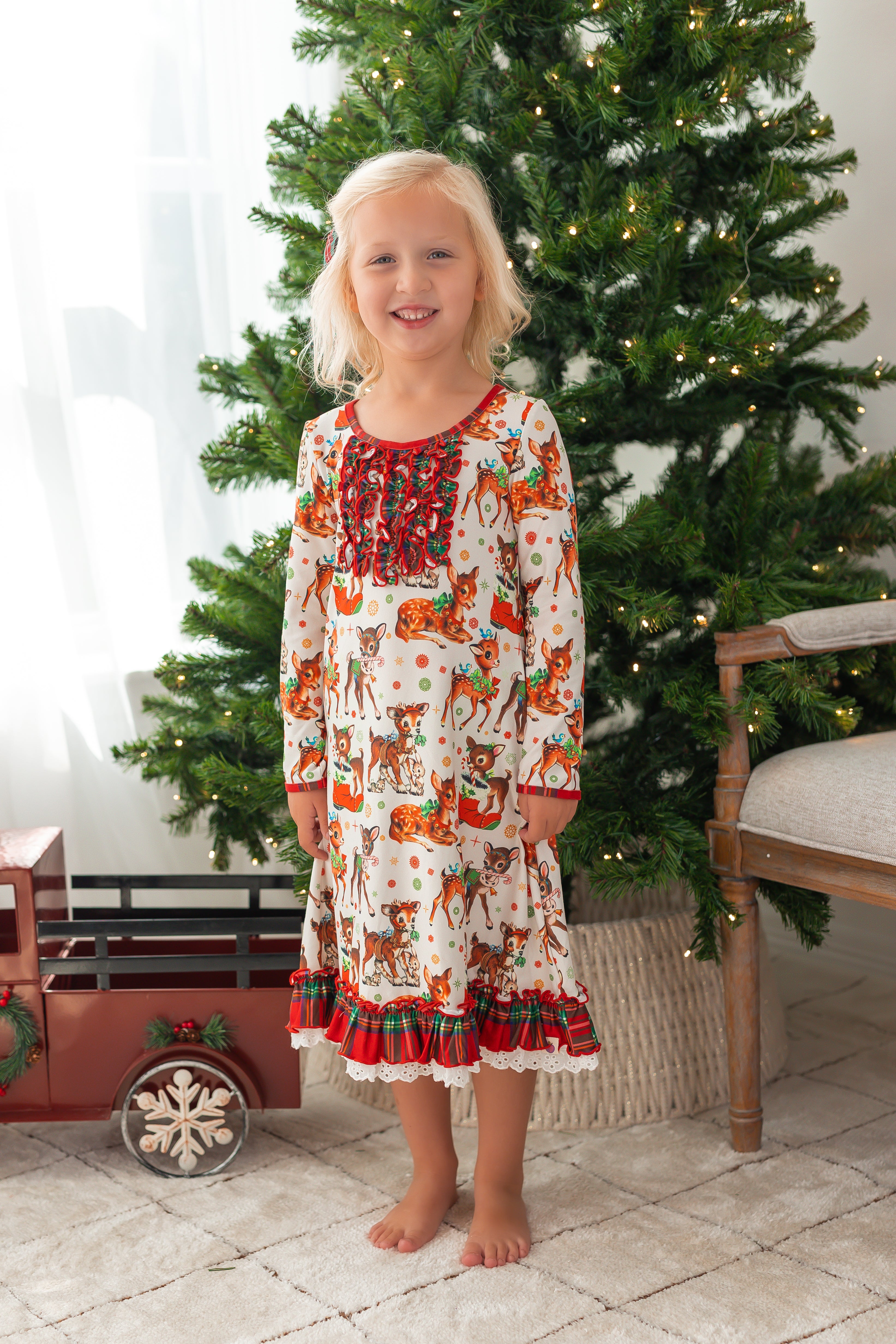 Loungewear Gown - Retro Reindeer Charm