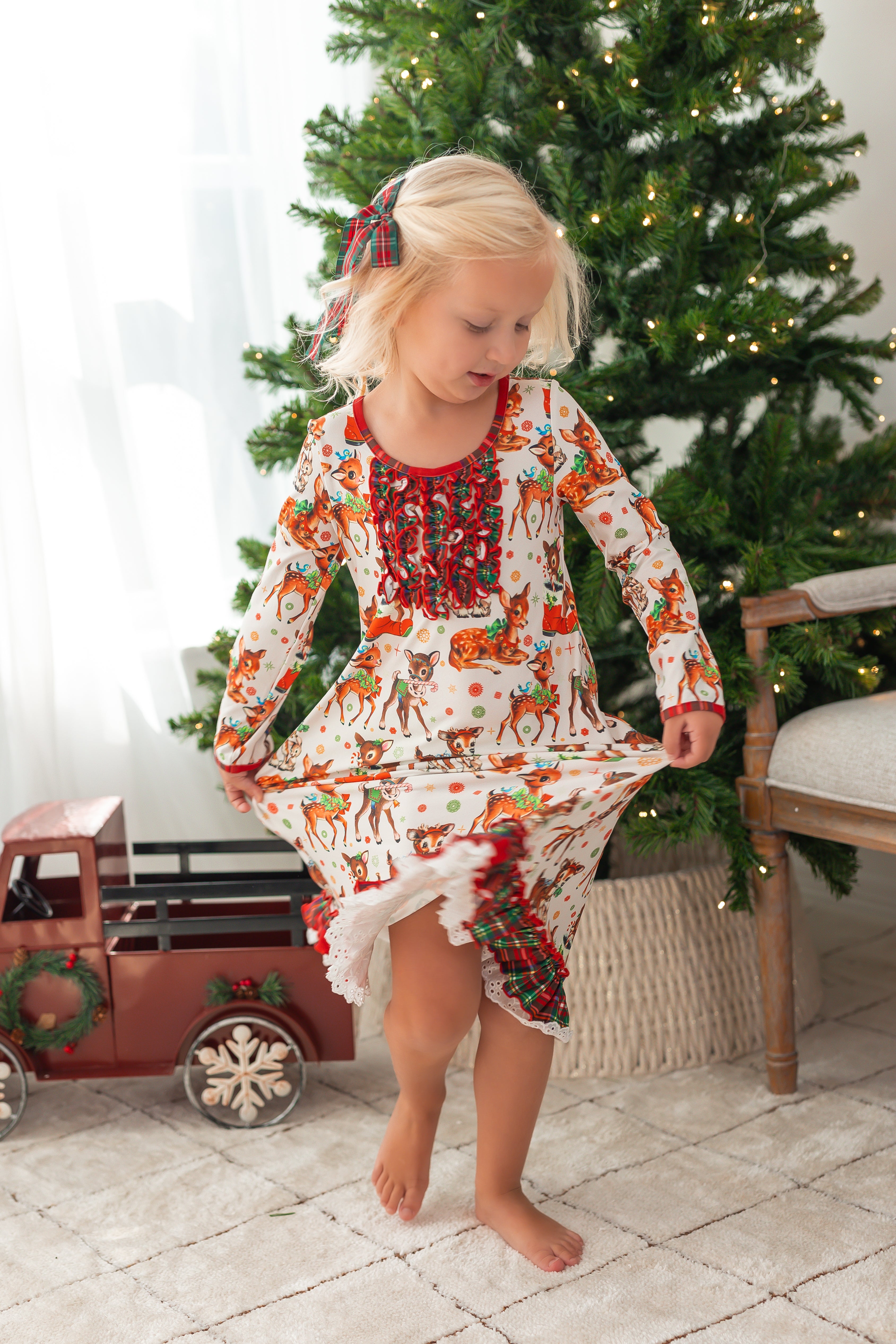 Loungewear Gown - Retro Reindeer Charm