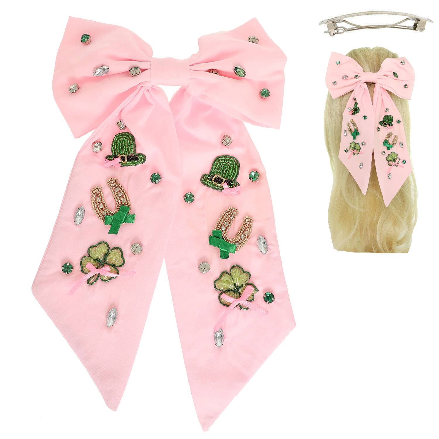 Saint Patrick's Bow Barrette Hair Clip
