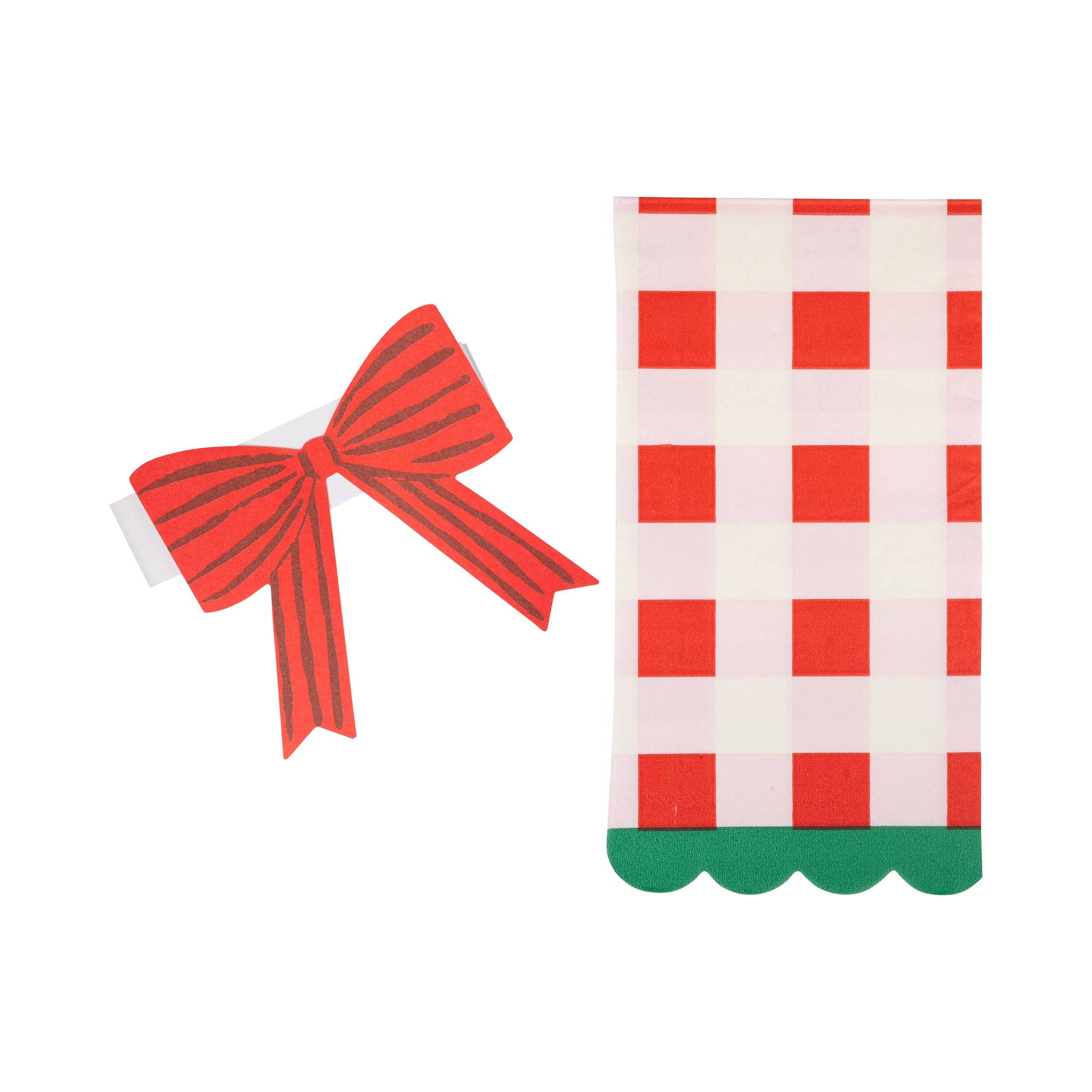 Plaid Napkin with Bow Paper Ring - 18 PK