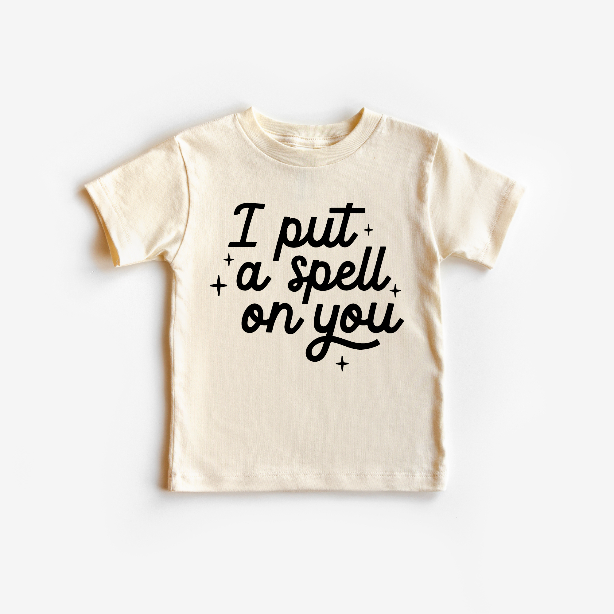 I put a spell on you Halloween Toddler and Youth Shirt: Peach / Black / 2T