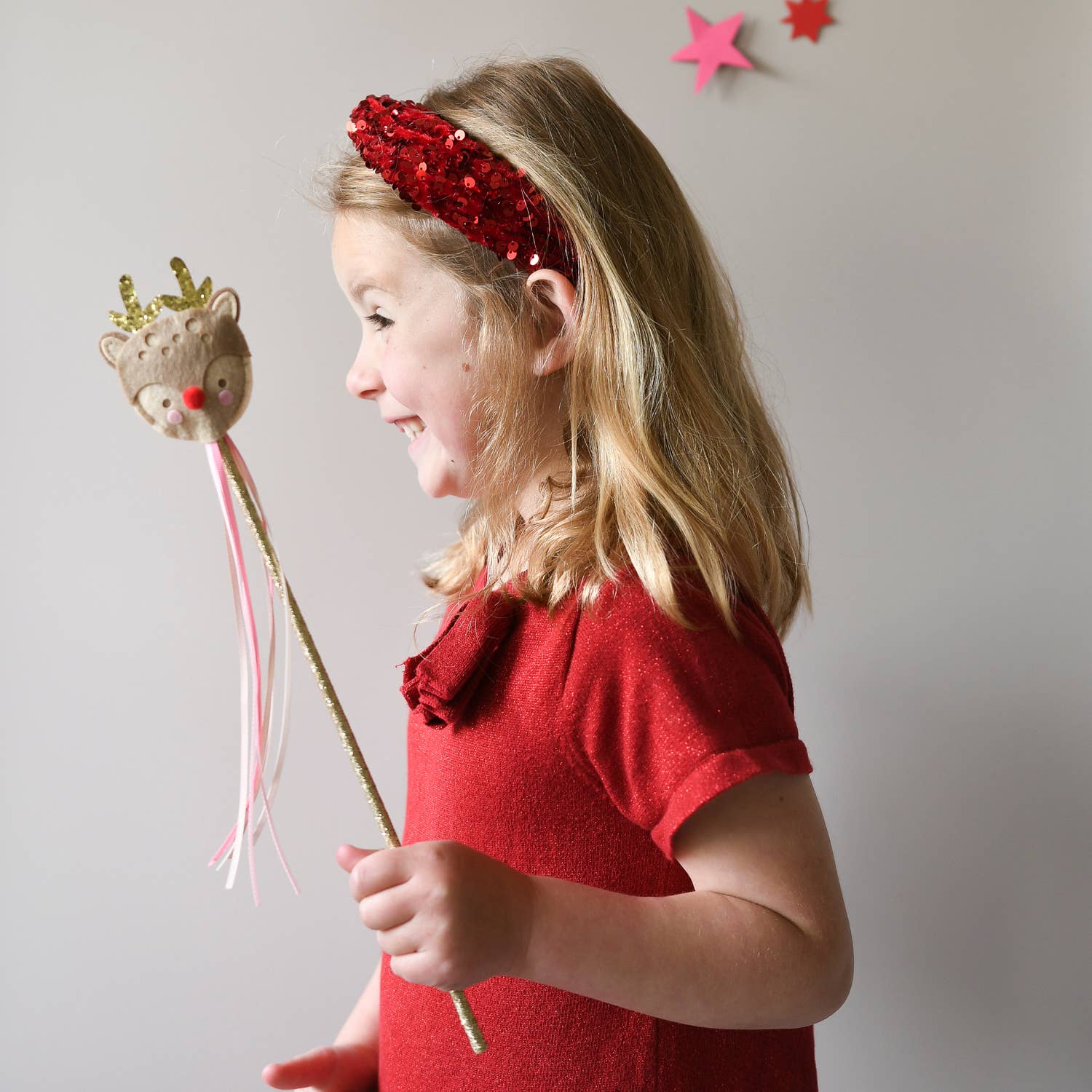 Sequin Velvet Headband - Red