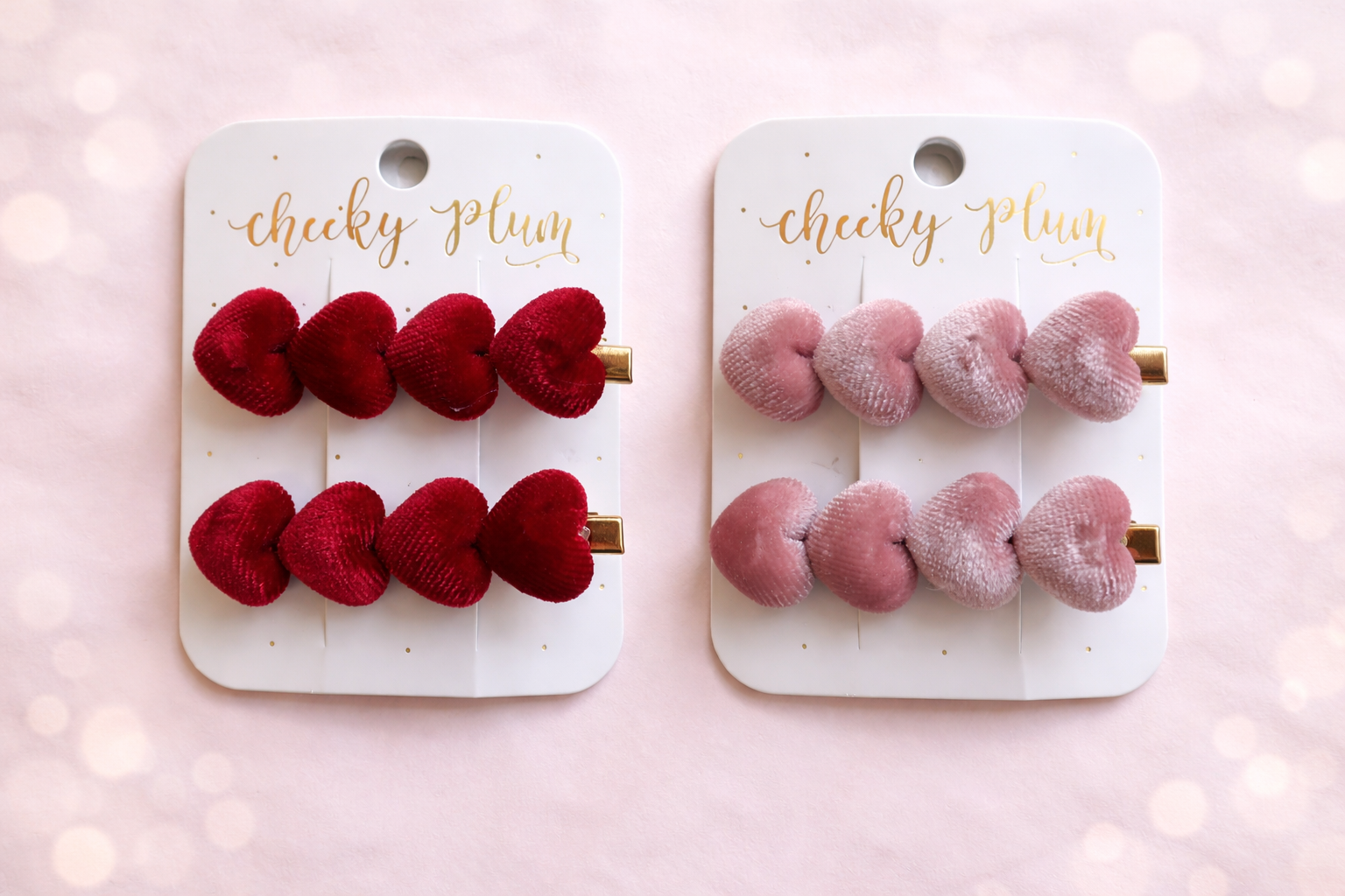 Hair Clip Set - Velvet Hearts (Multiple Colors)