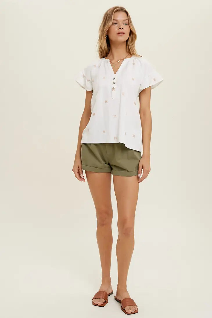 IWT Women's Cuffed Pleated Shorts | Olive