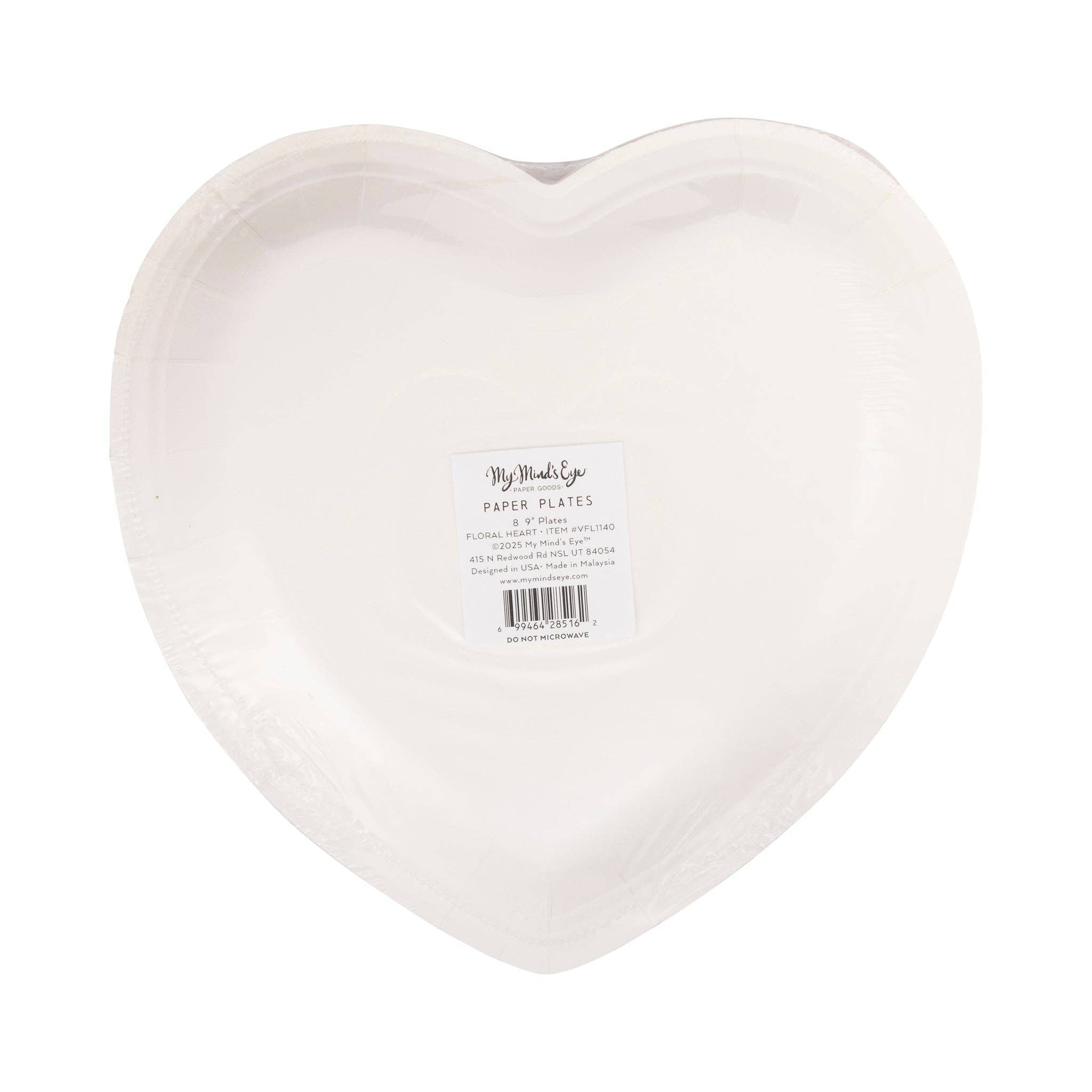 Floral Heart Plate - 8 PK