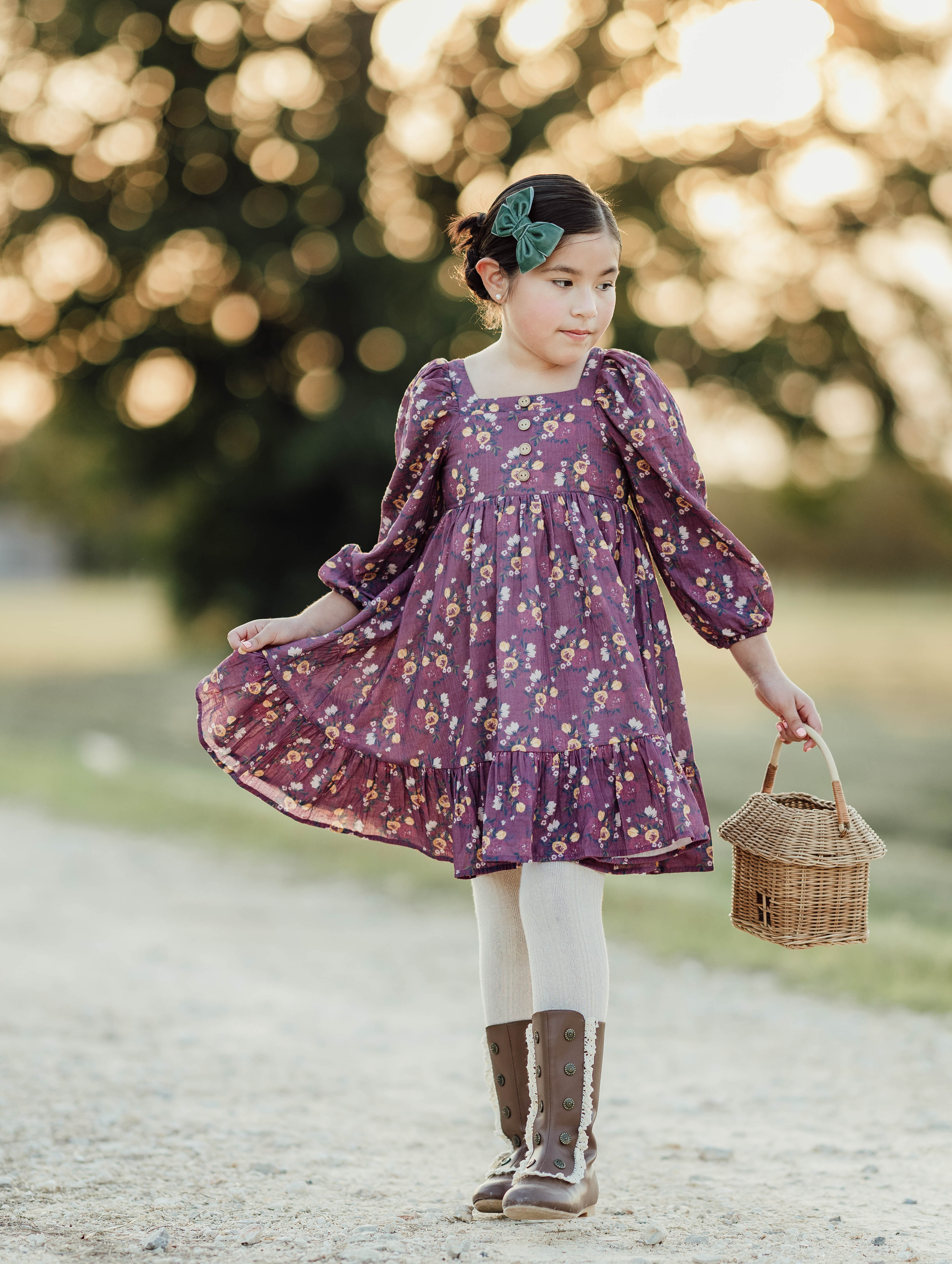 Puff Sleeve Gauze Dress - Moonlit Peony