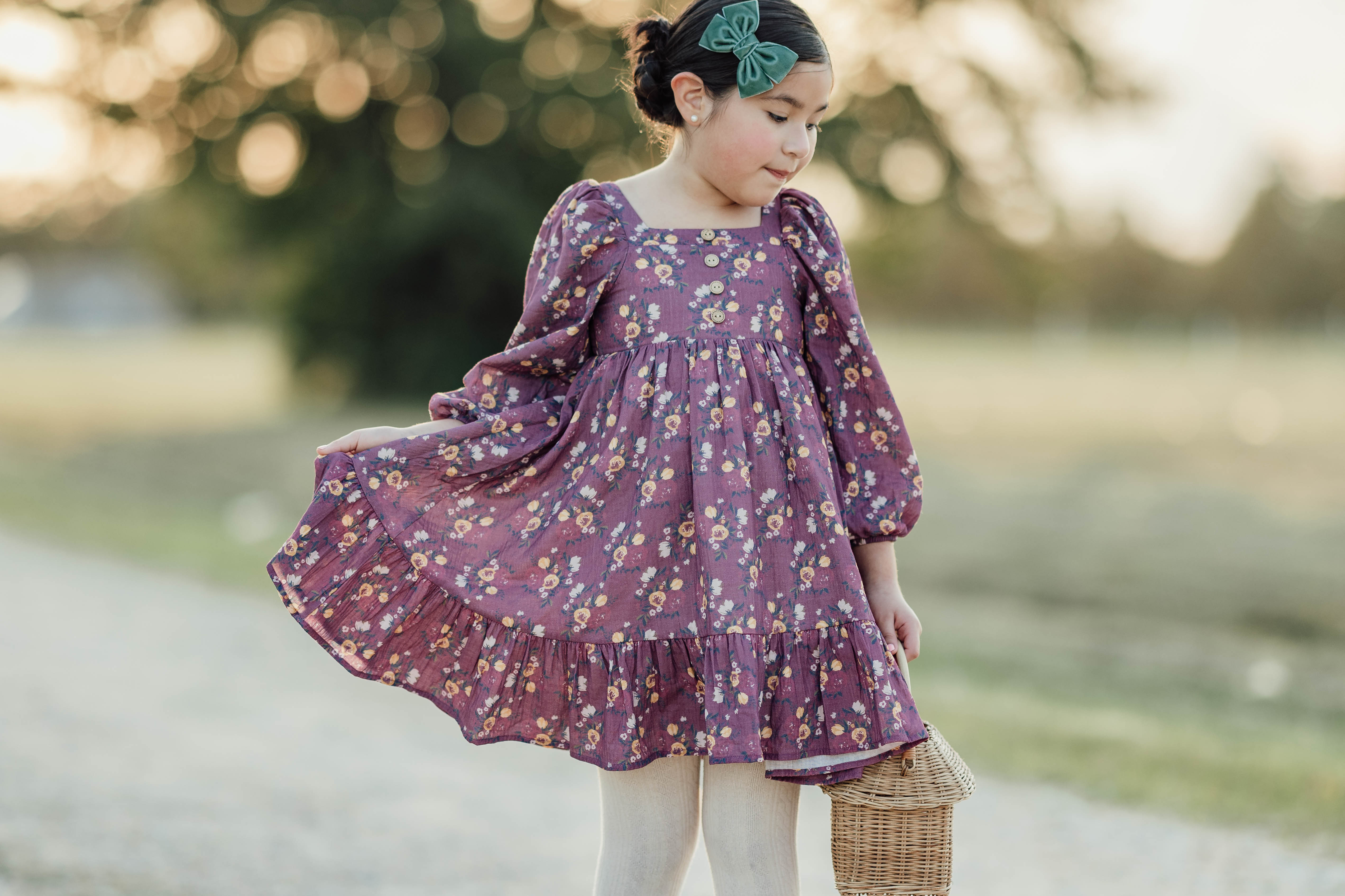 Puff Sleeve Gauze Dress - Moonlit Peony