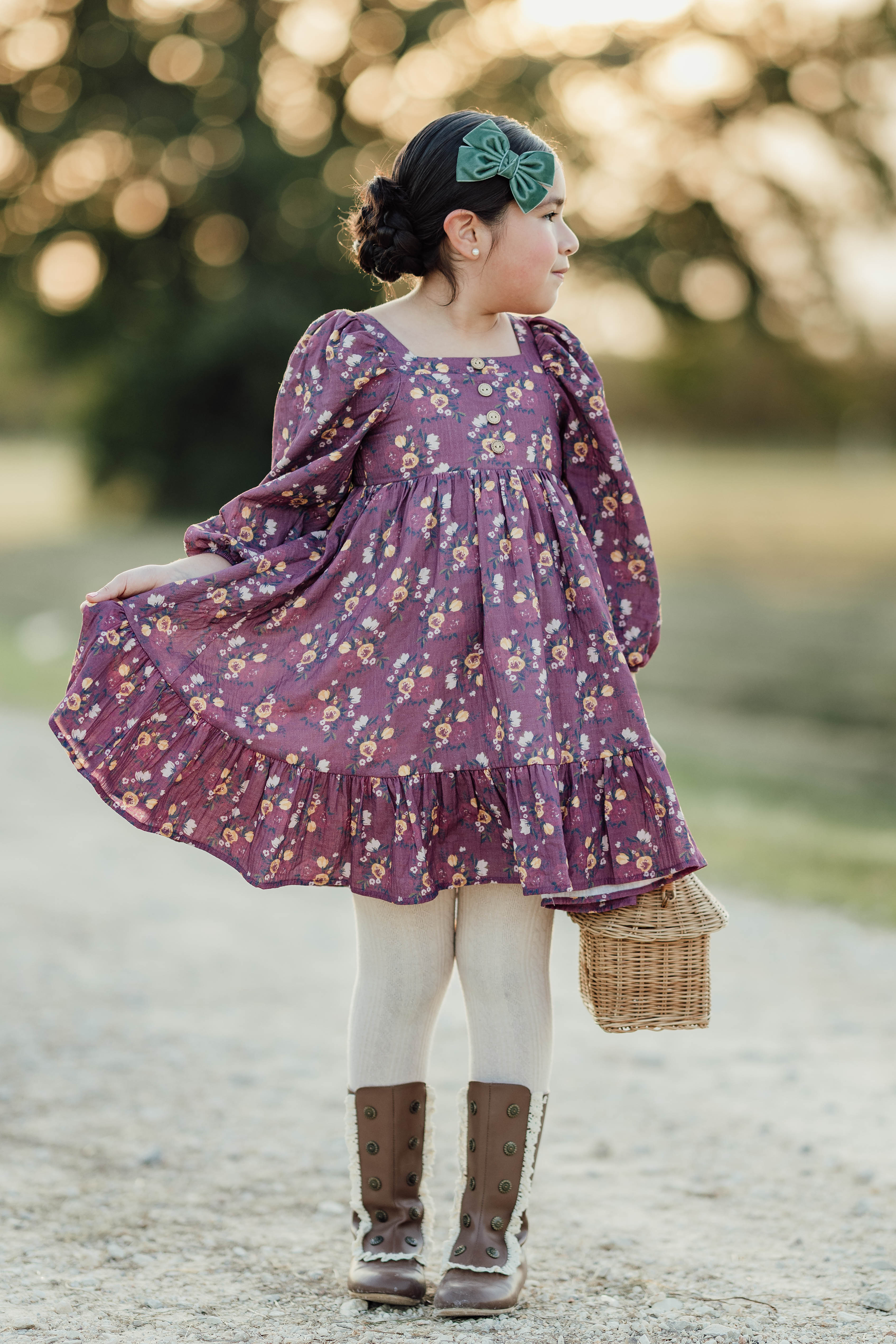 Puff Sleeve Gauze Dress - Moonlit Peony