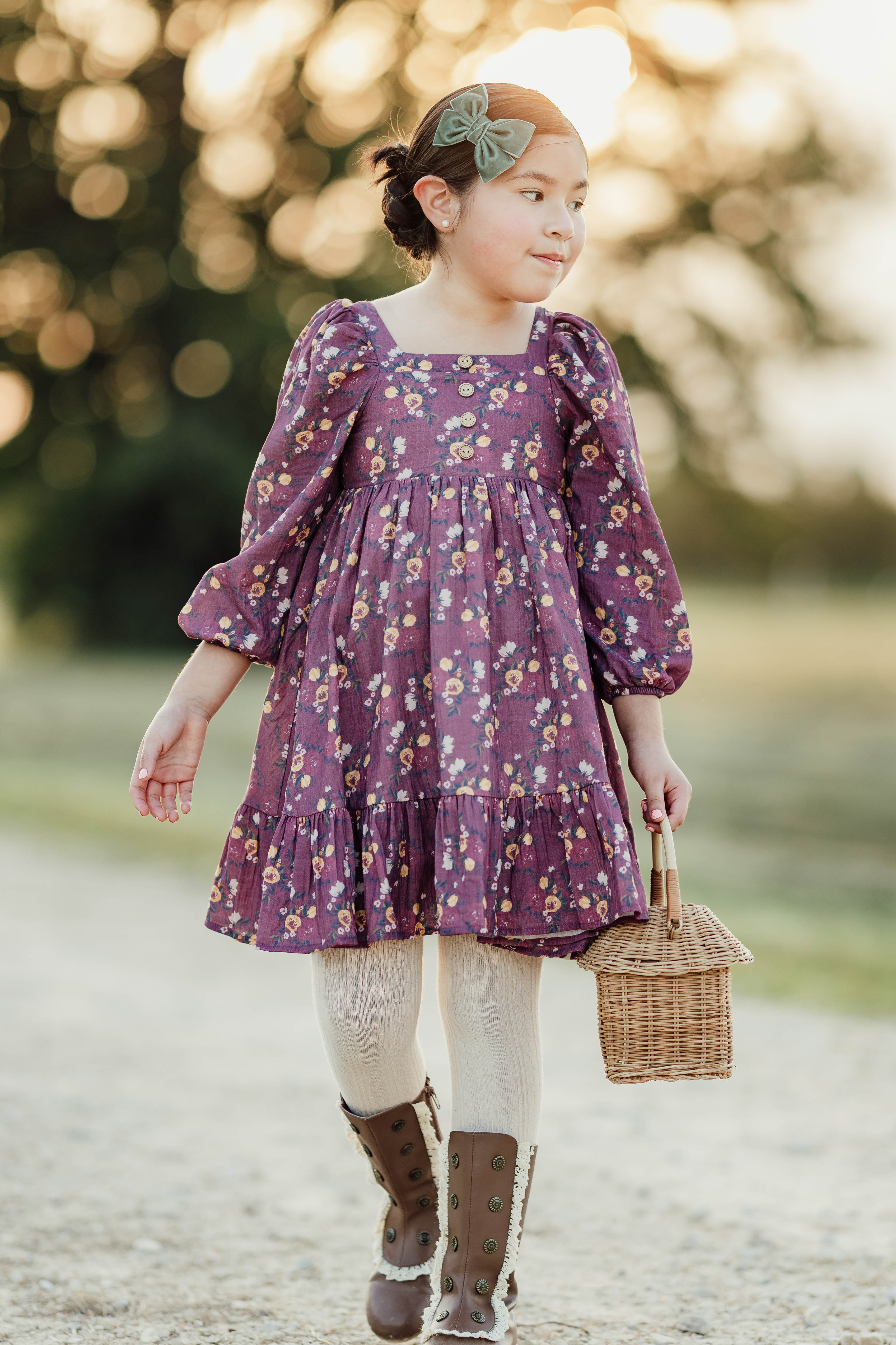 Puff Sleeve Gauze Dress - Moonlit Peony