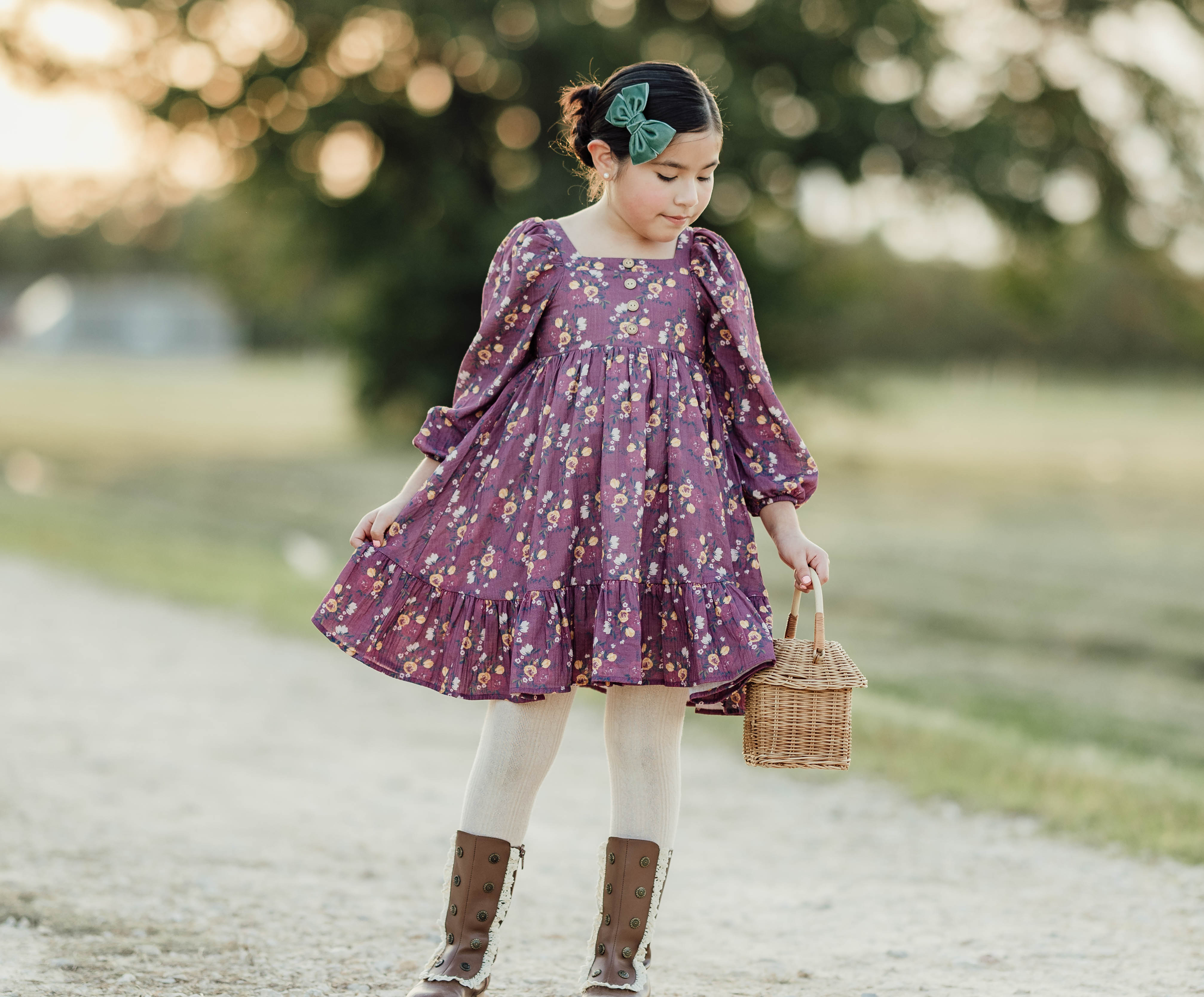 Puff Sleeve Gauze Dress - Moonlit Peony