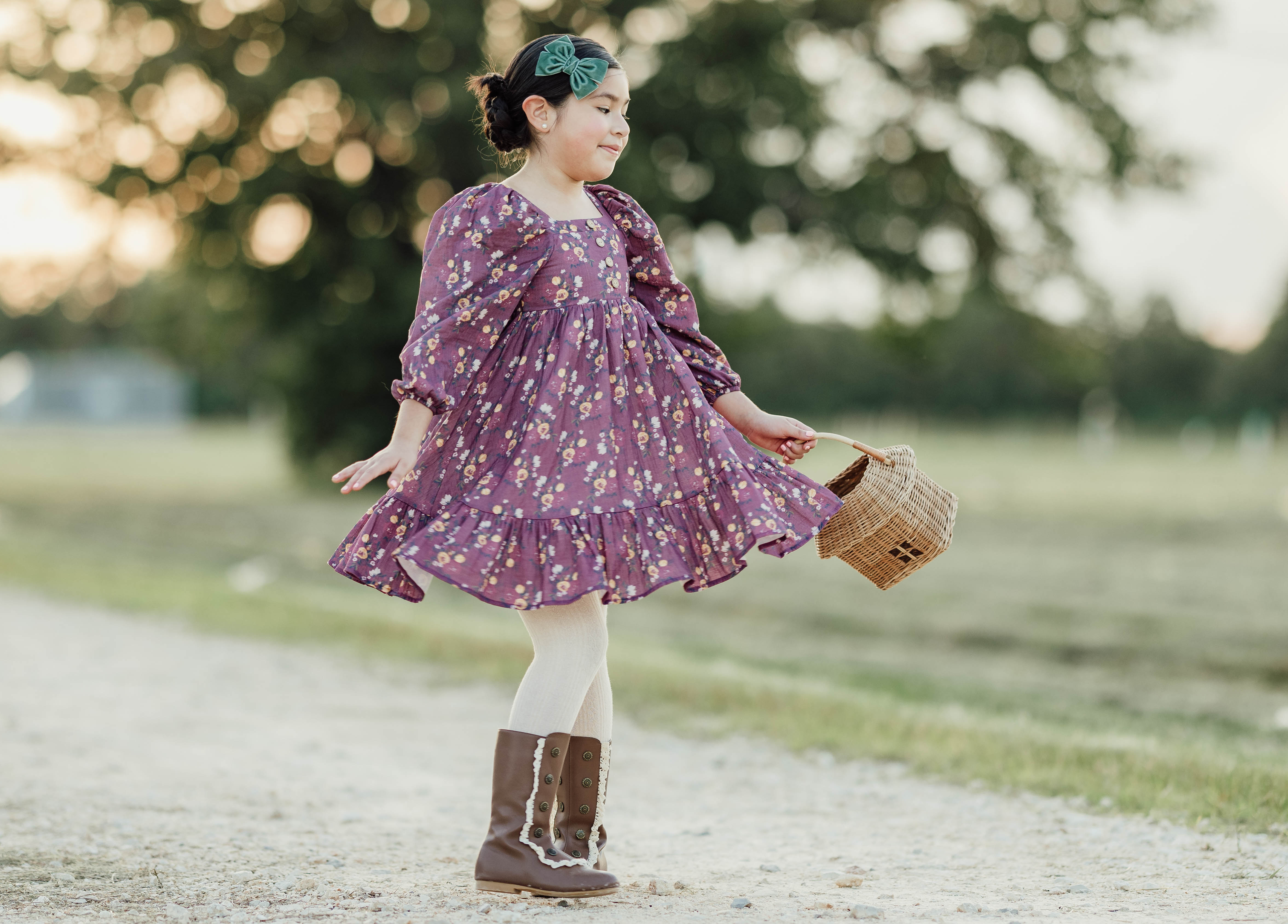 Puff Sleeve Gauze Dress - Moonlit Peony
