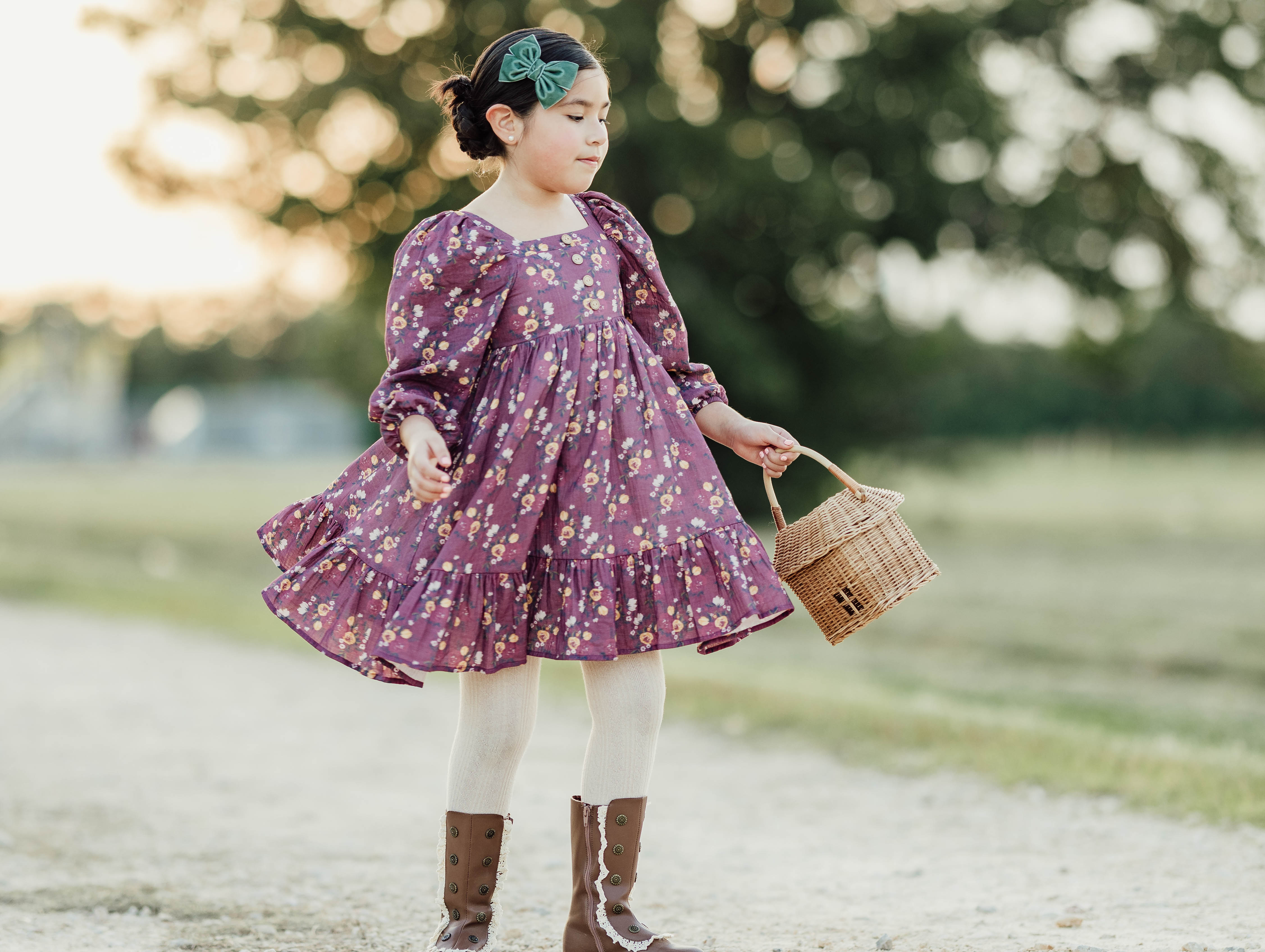 Puff Sleeve Gauze Dress - Moonlit Peony