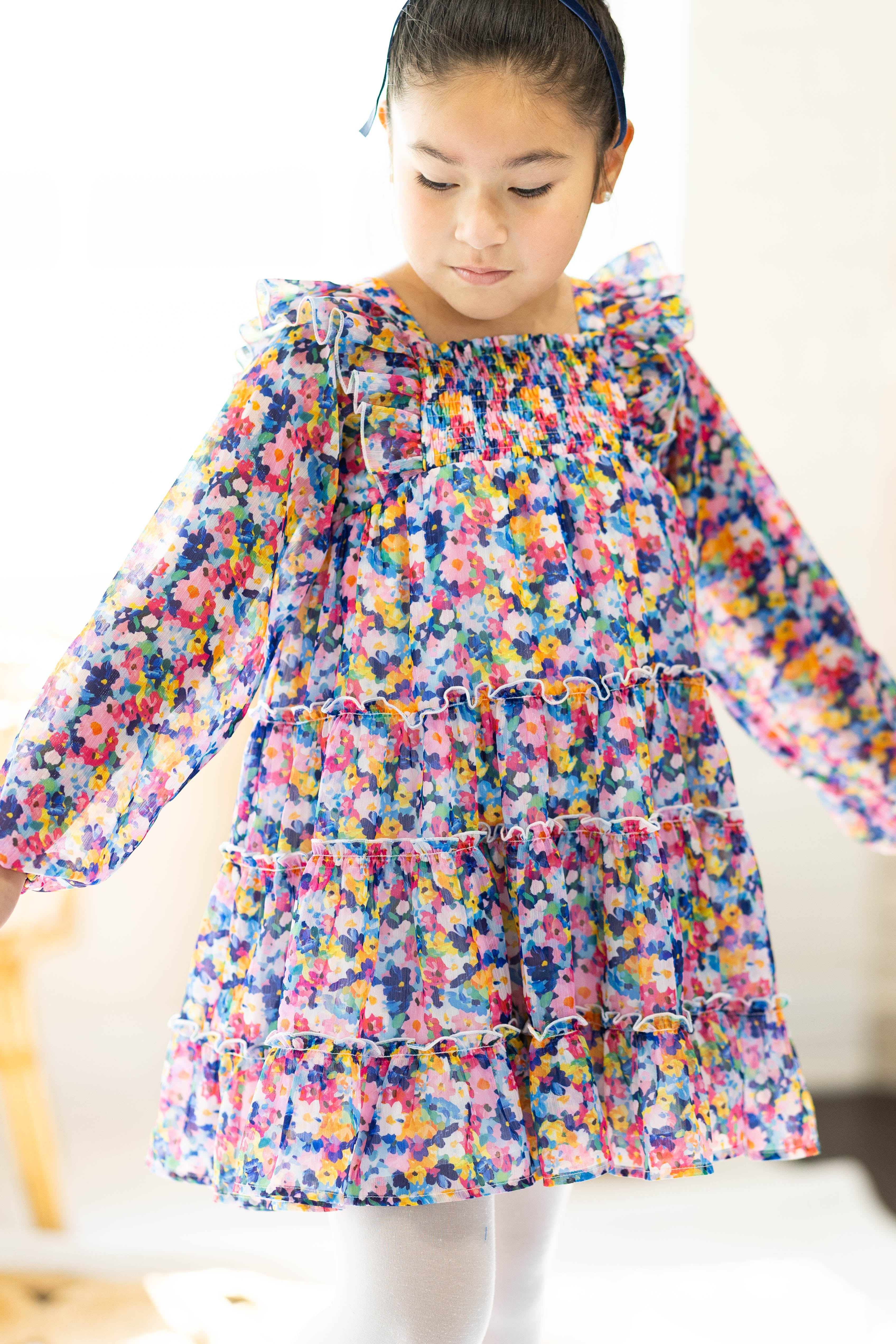 Brielle Shimmer Dress - Painted Petals (Pre-Order)